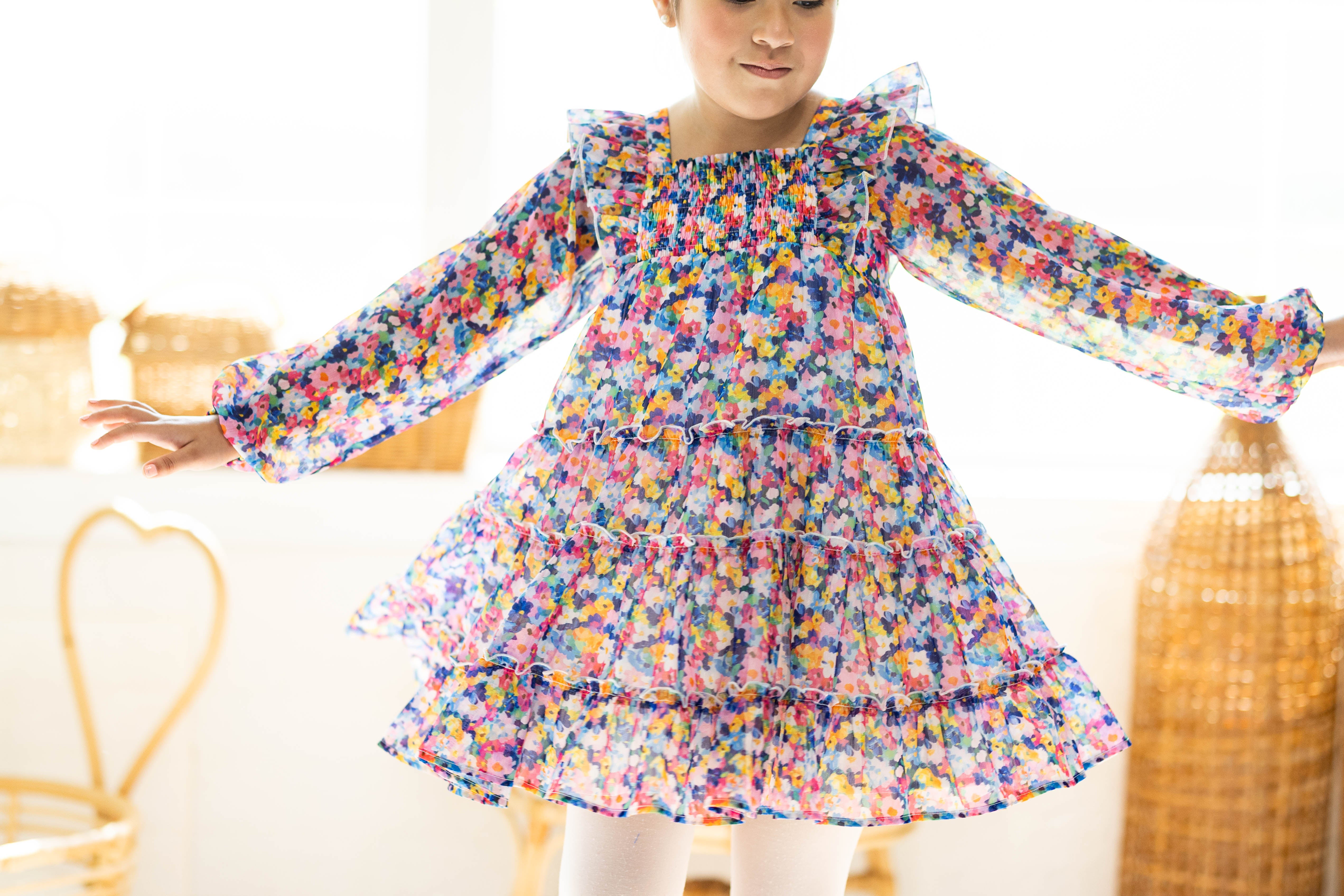 Brielle Shimmer Dress - Painted Petals (Pre-Order)