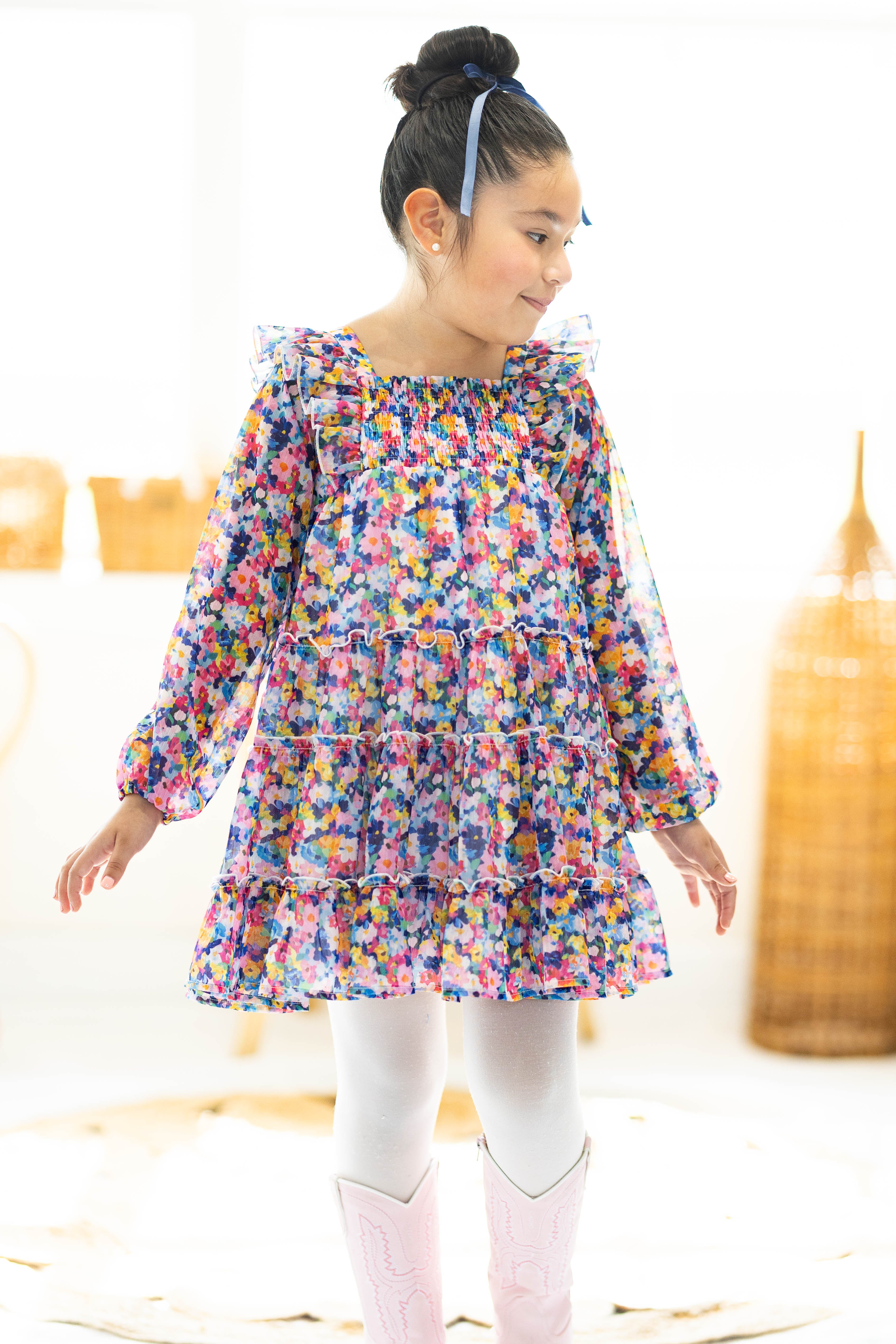 Brielle Shimmer Dress - Painted Petals