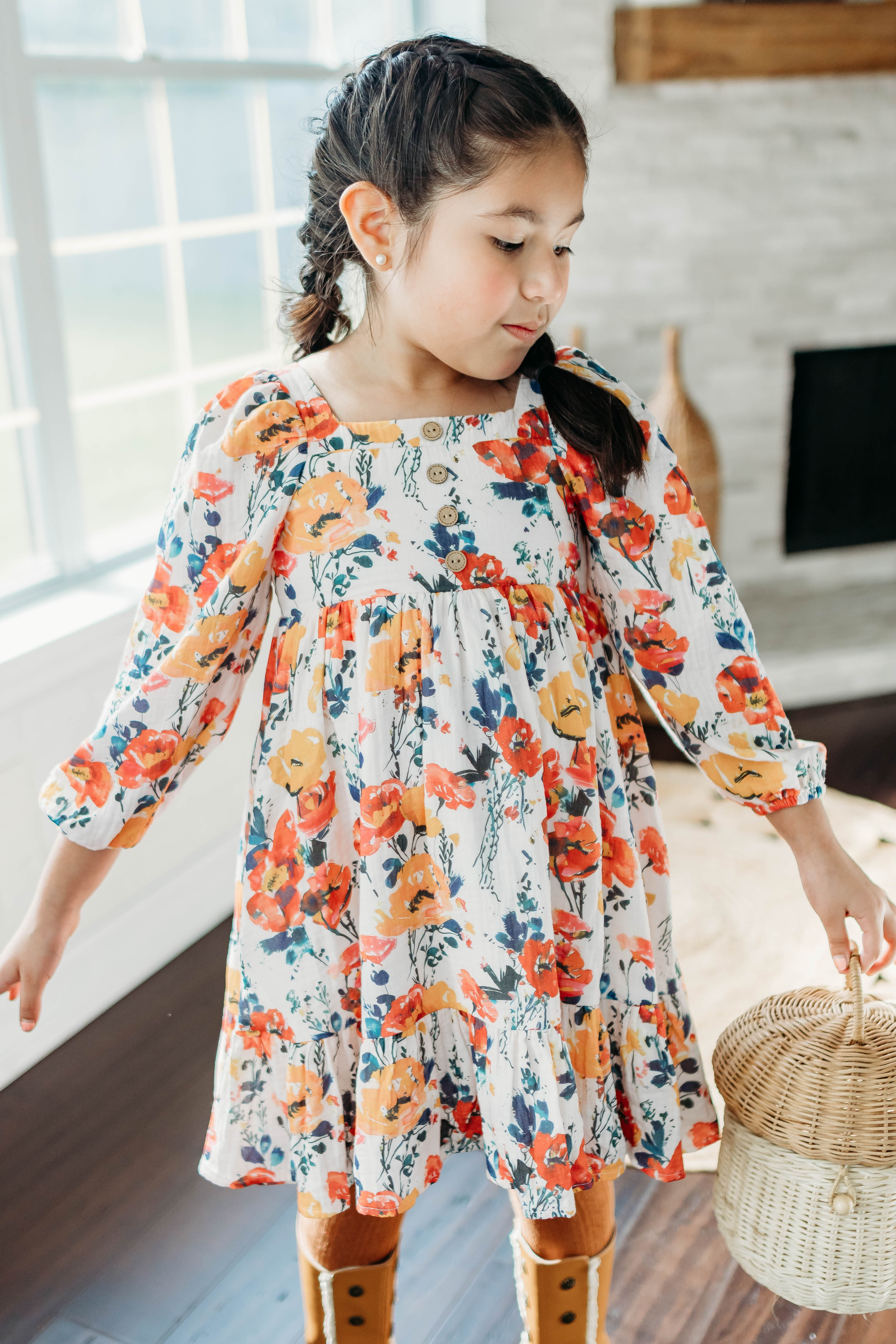 Puff Sleeve Gauze Dress - Ink & Aura (Pre-Order)