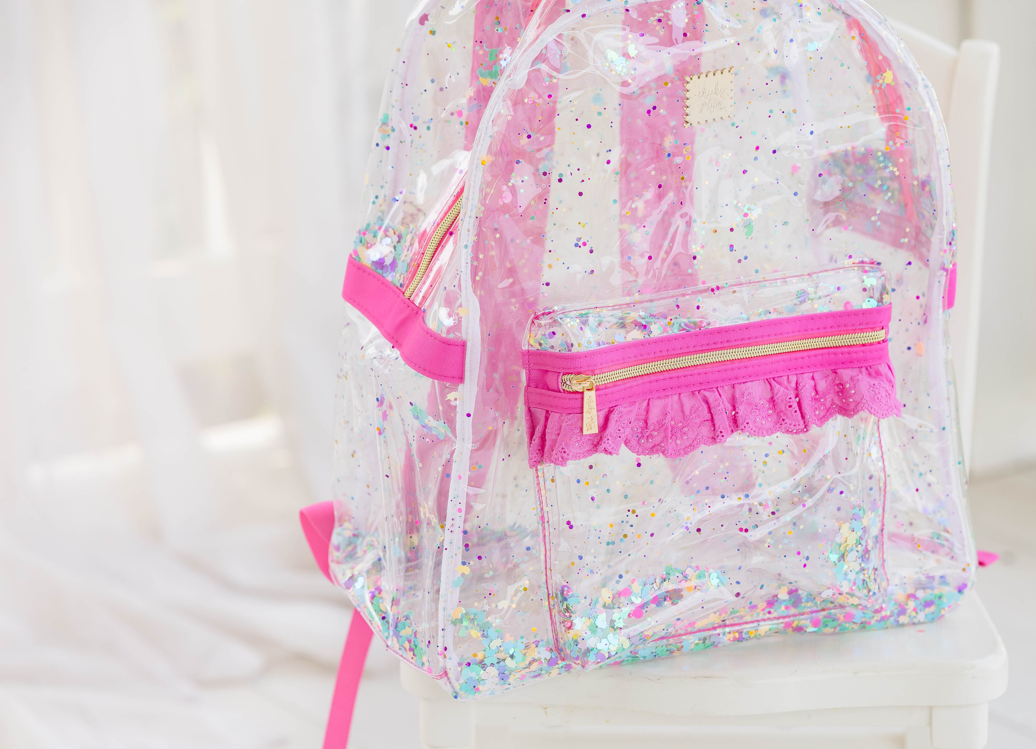 Clear glitter backpack hotsell