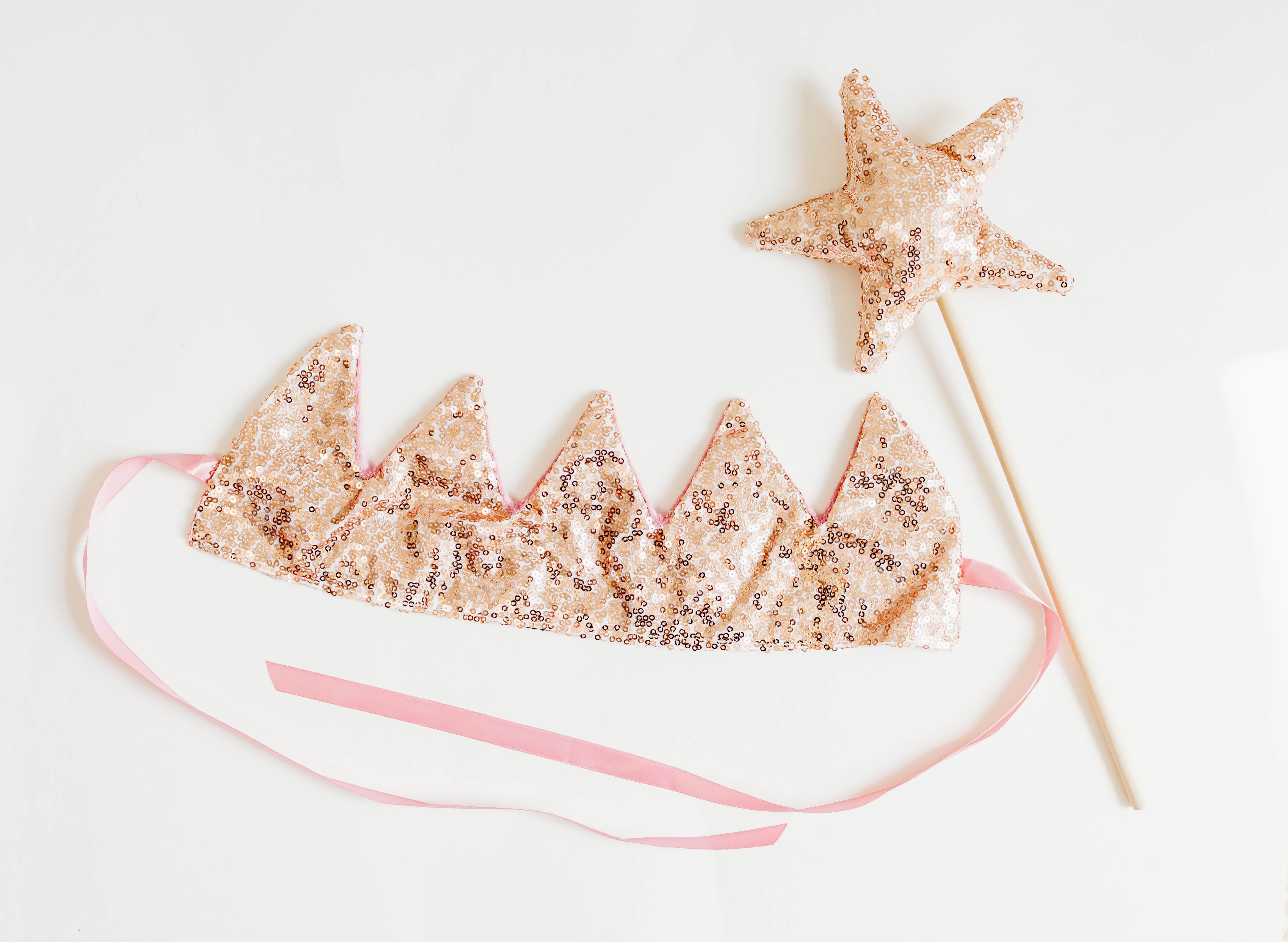 Sequin Birthday Crown and Wand Set