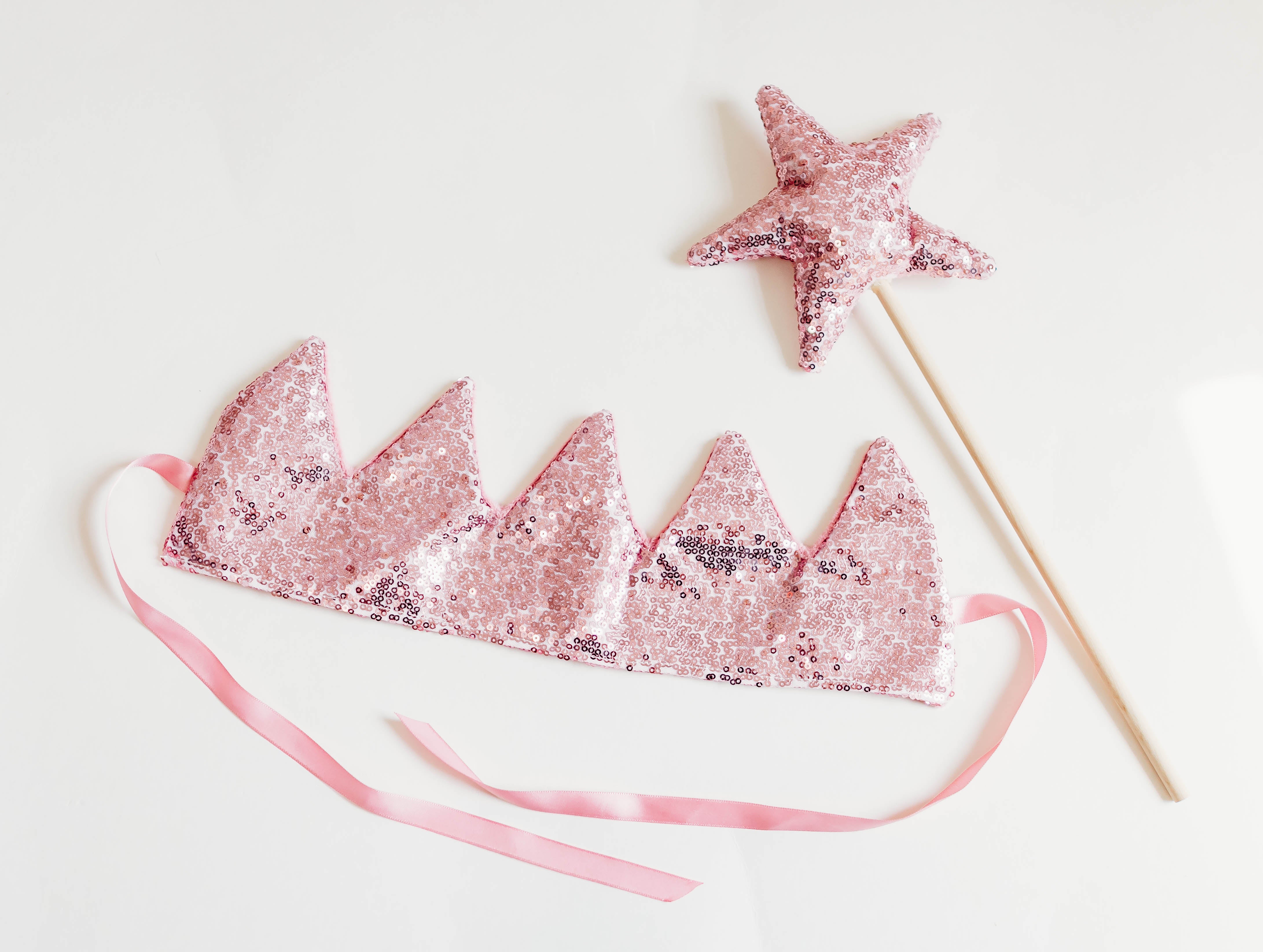 Sequin Birthday Crown and Wand Set