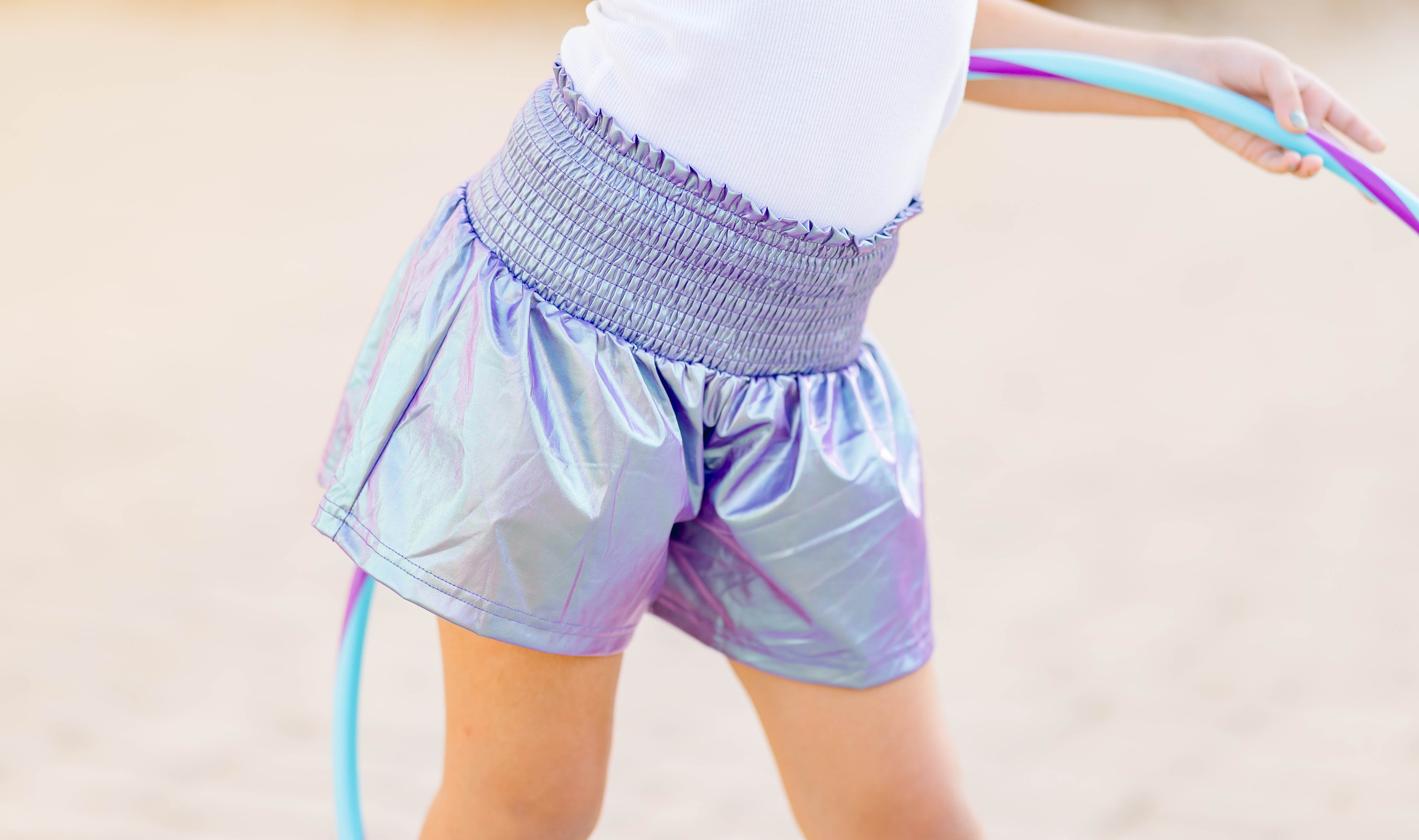 Flowy Metallic Shorts - Plum Perfect