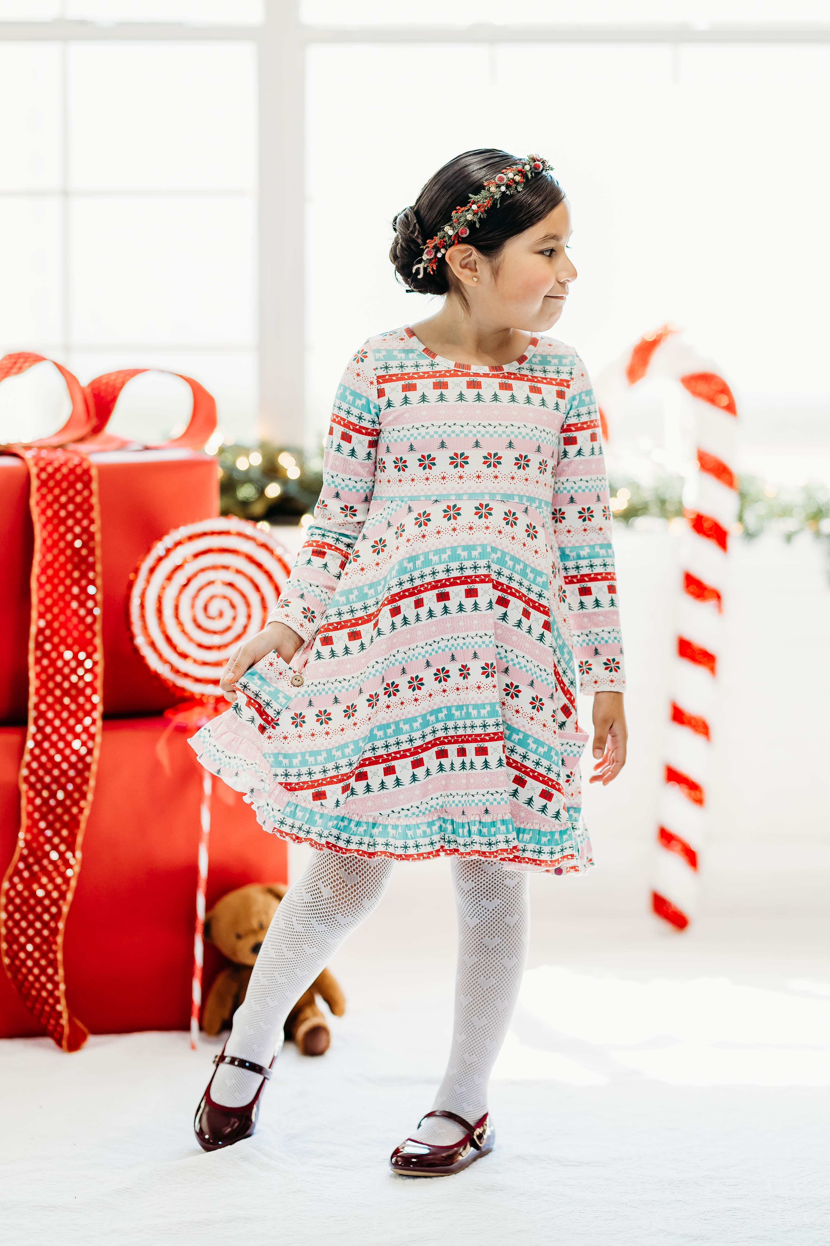 Elara Ribbed Knit Dress - Yuletide Wonder