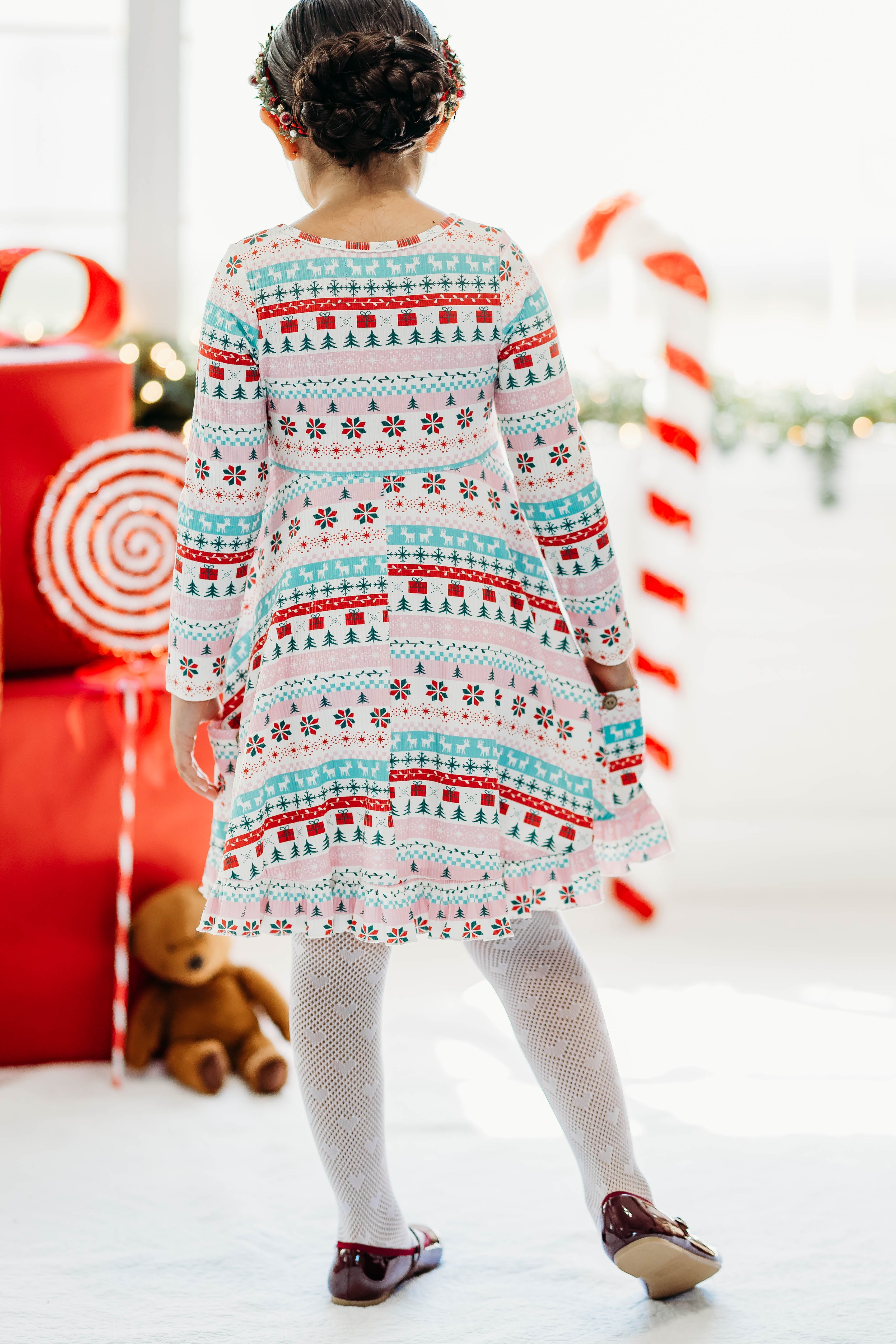 Elara Ribbed Knit Dress - Yuletide Wonder