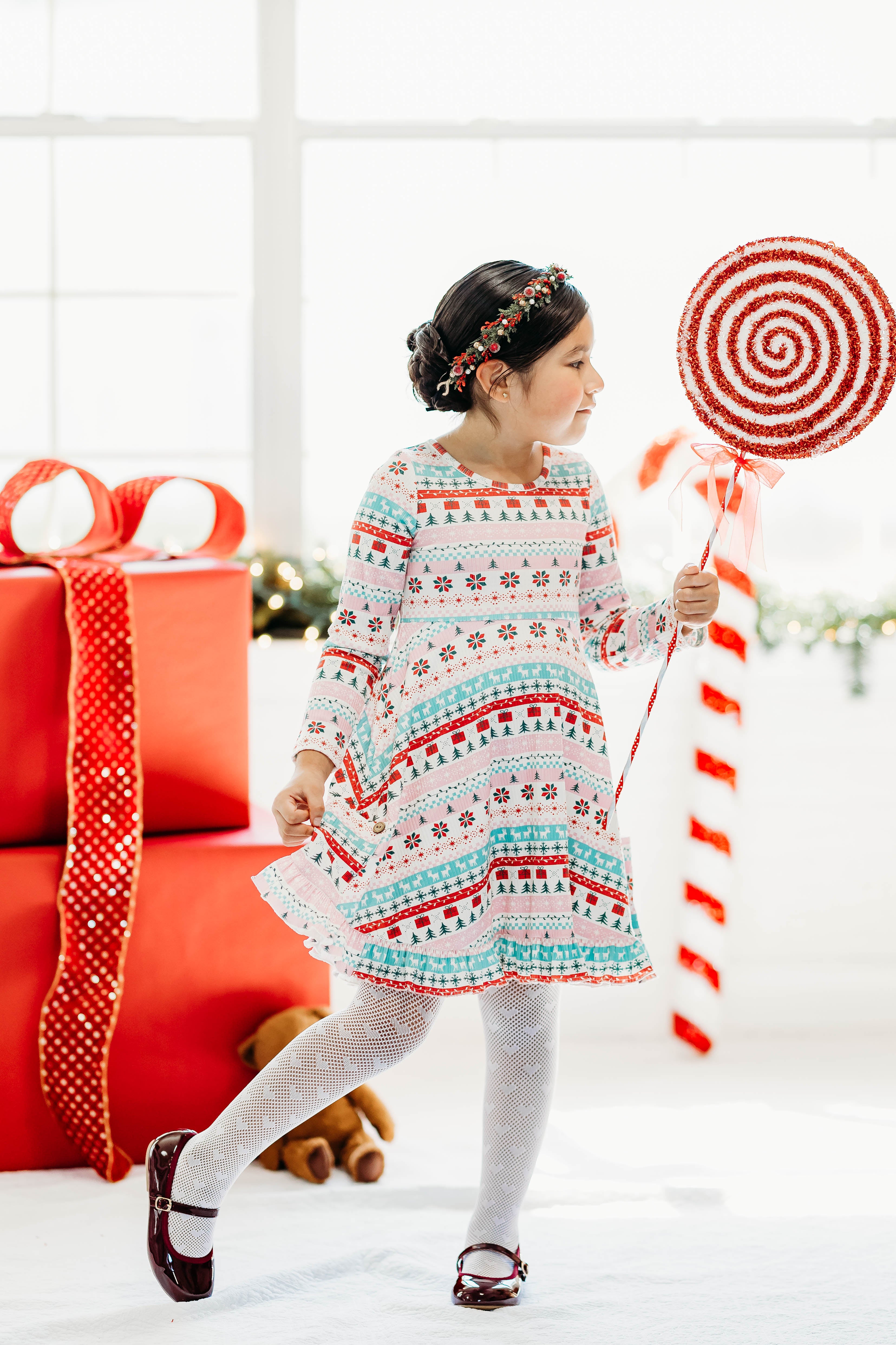 Elara Ribbed Knit Dress - Yuletide Wonder