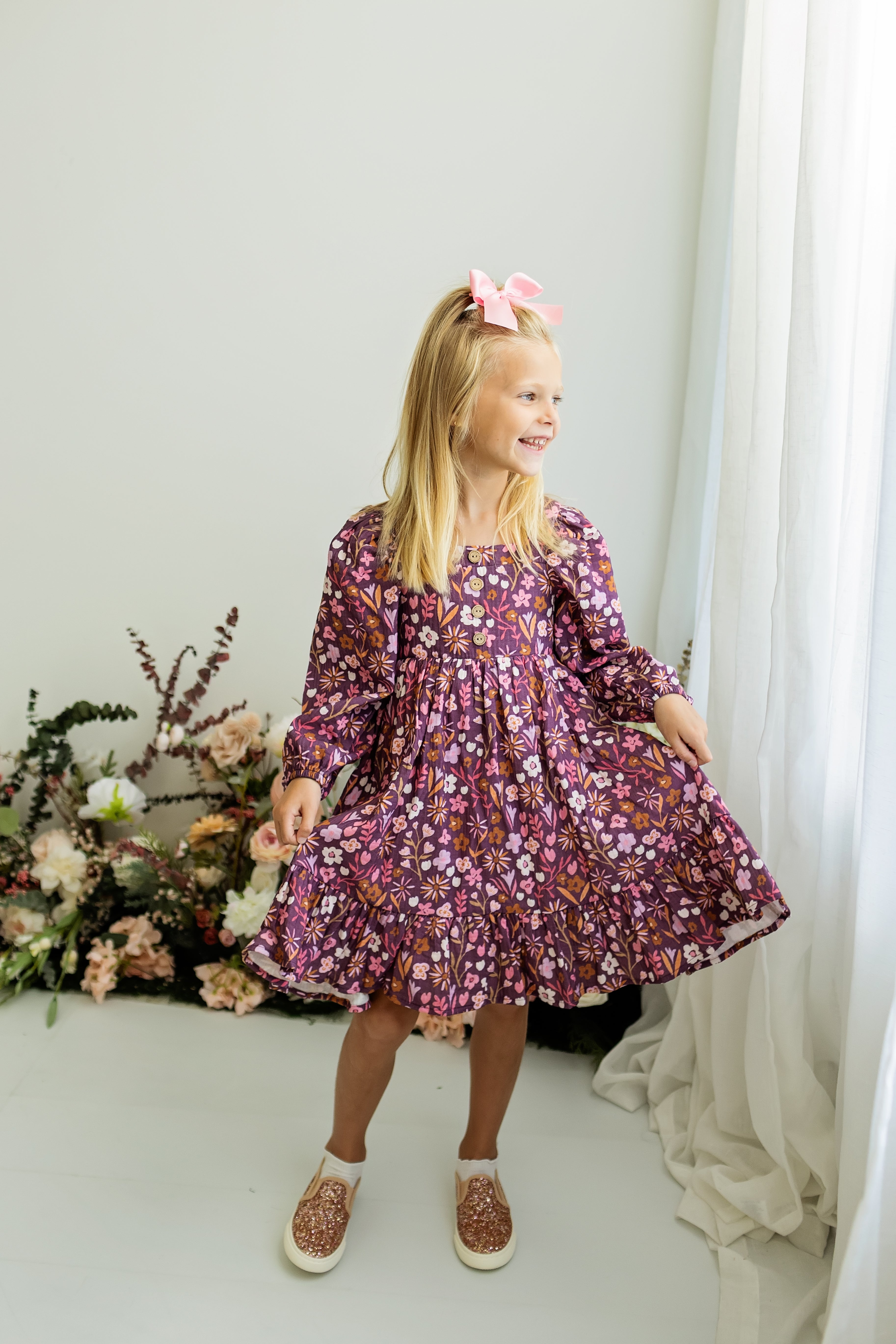 Puff Sleeve Gauze Dress - Amethyst Rose