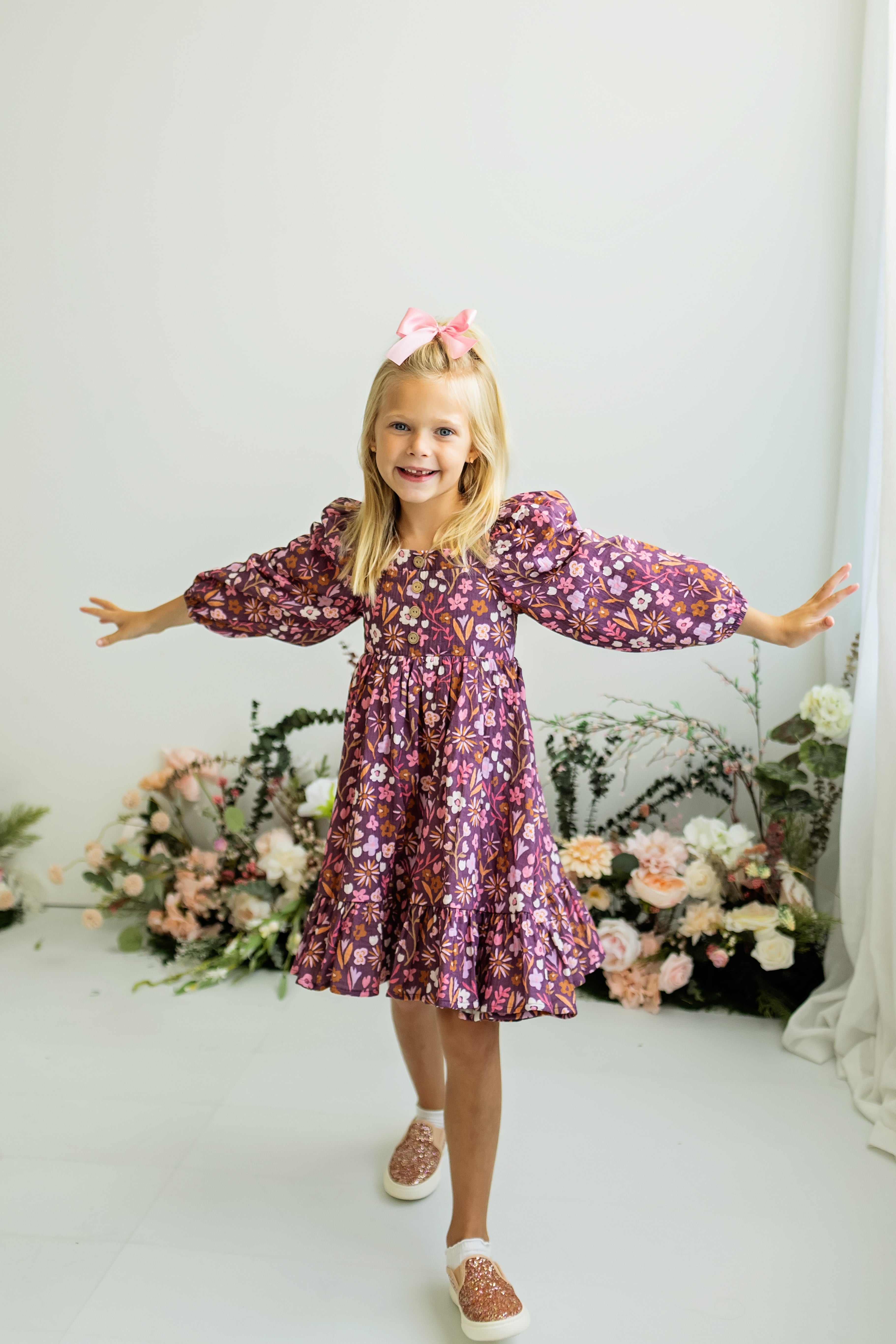 Puff Sleeve Gauze Dress - Amethyst Rose
