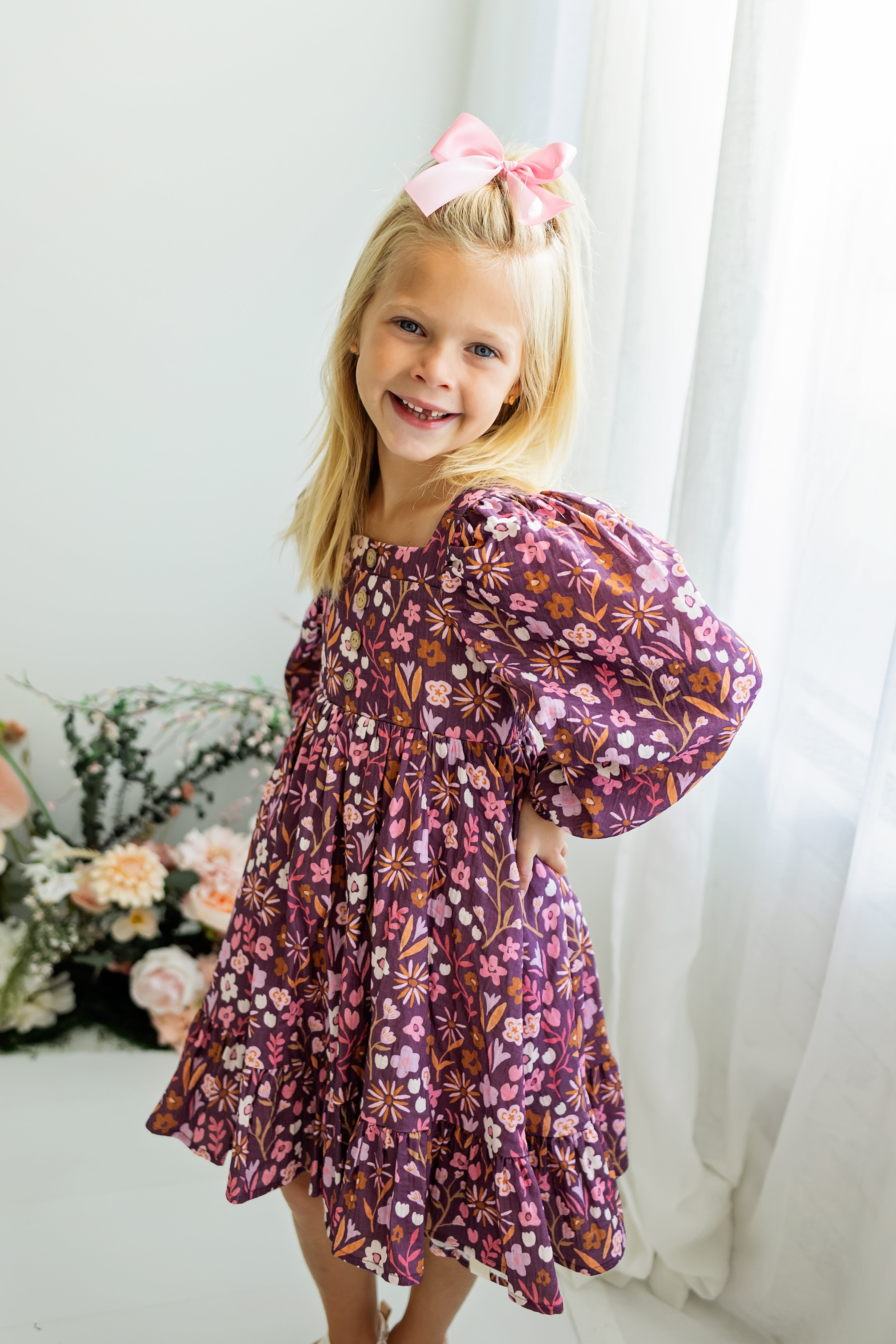 Puff Sleeve Gauze Dress - Amethyst Rose