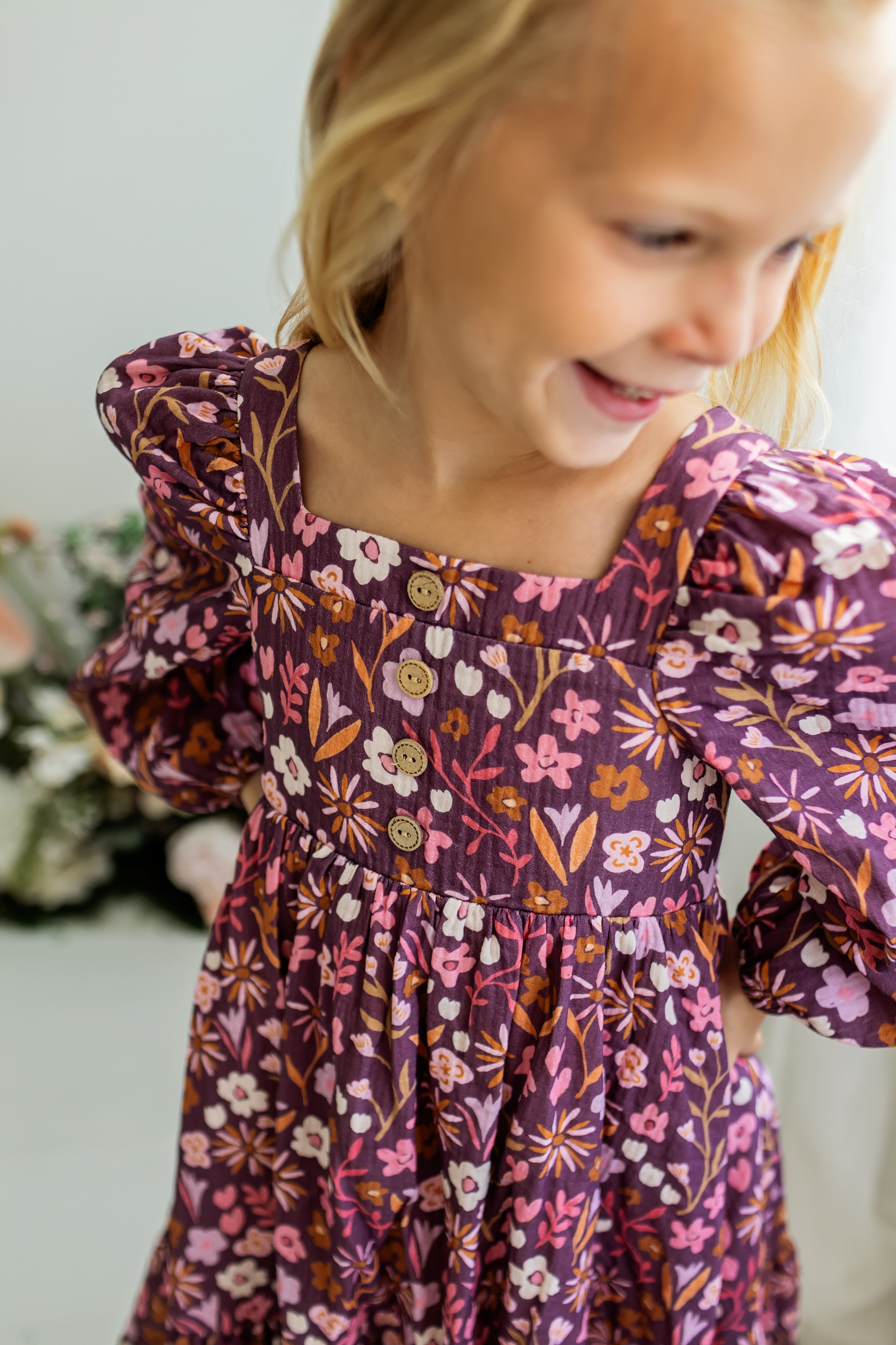 Puff Sleeve Gauze Dress - Amethyst Rose