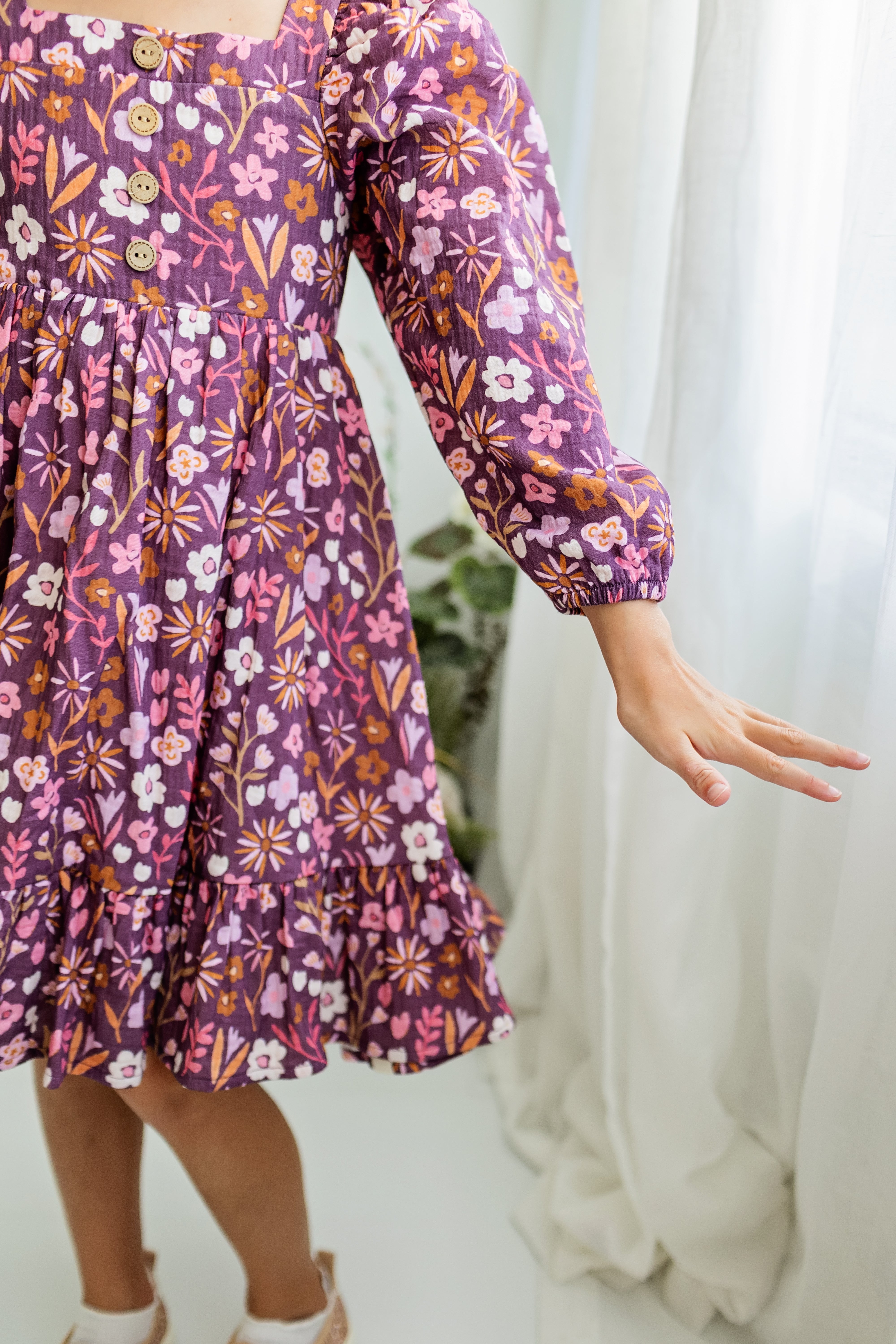 Puff Sleeve Gauze Dress - Amethyst Rose