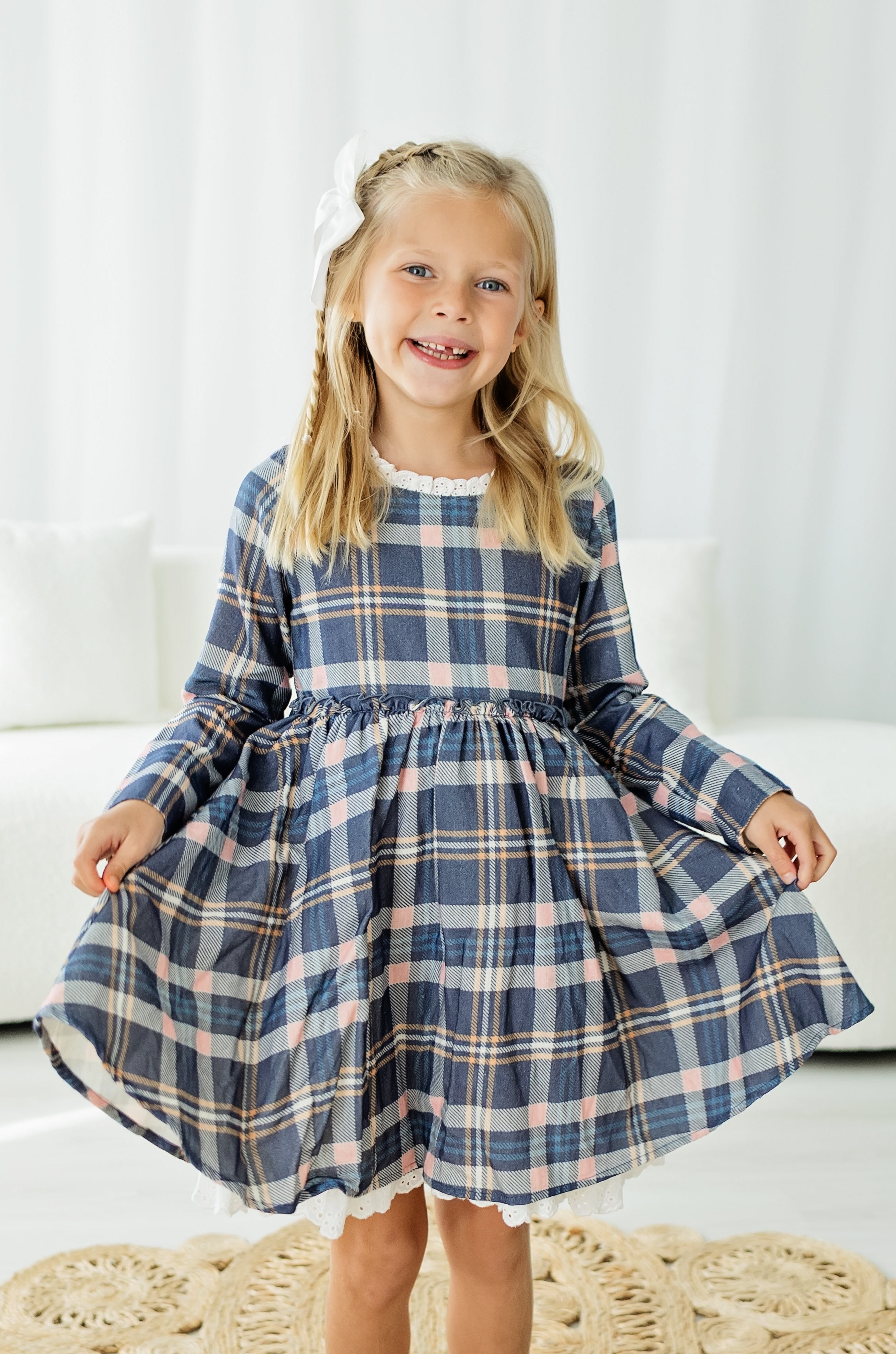 Penelope Flannel Dress - Peony After Dark