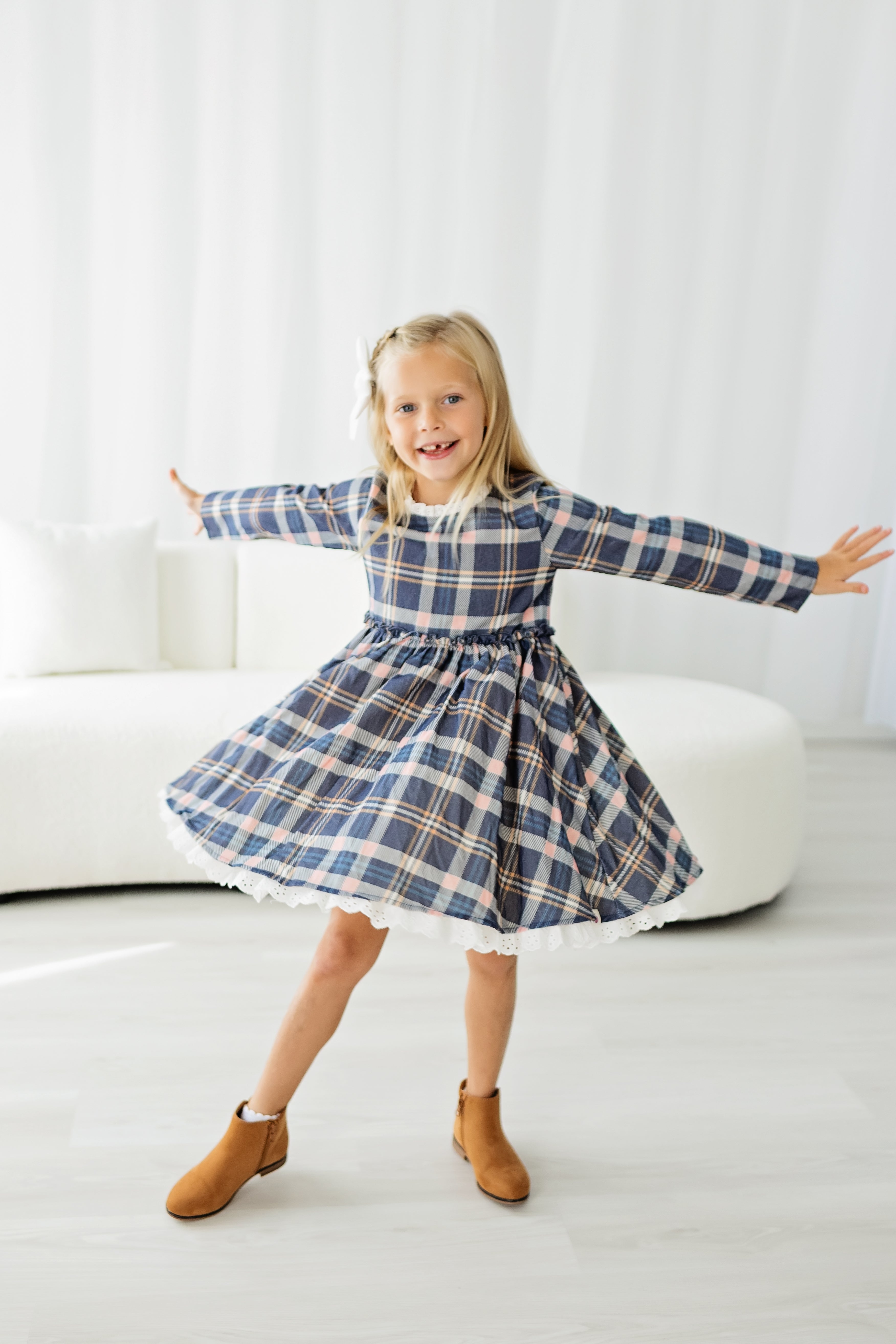 Penelope Flannel Dress - Peony After Dark