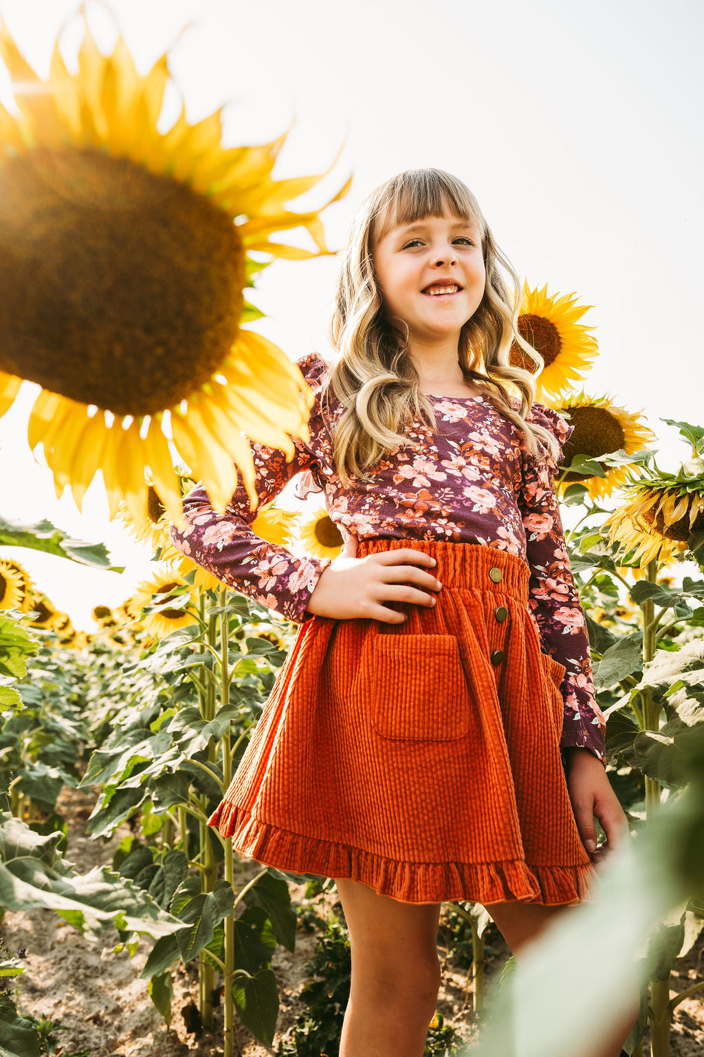 Vienna Corduroy Skirt - Floral Sonata
