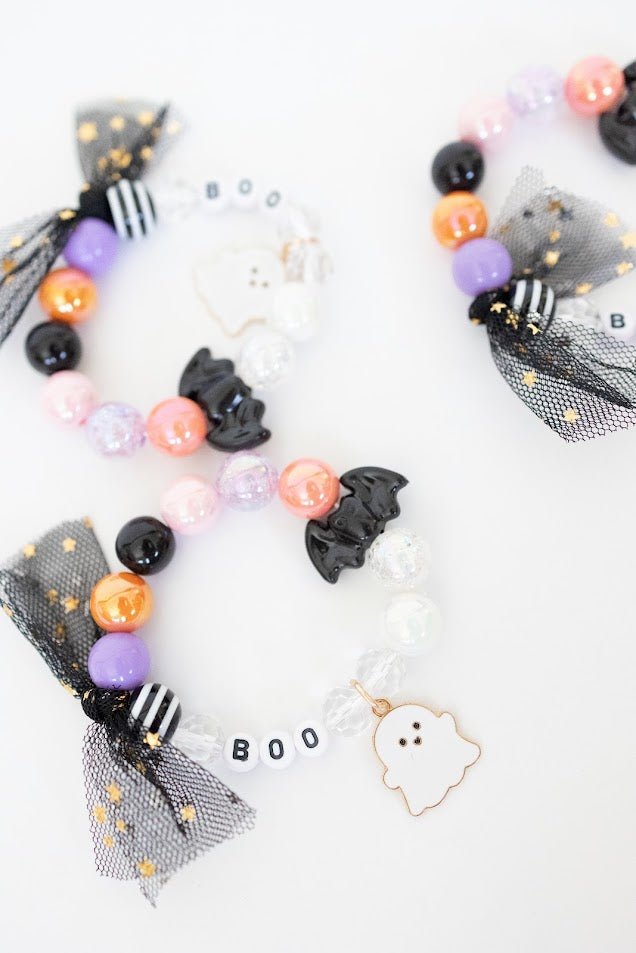 Crushed Glass Bead Stretch Bracelet - Boo