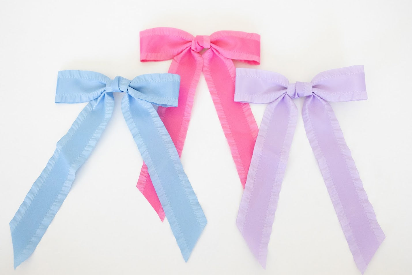 Ruffle Trim Hair Bow - Macaron Muse