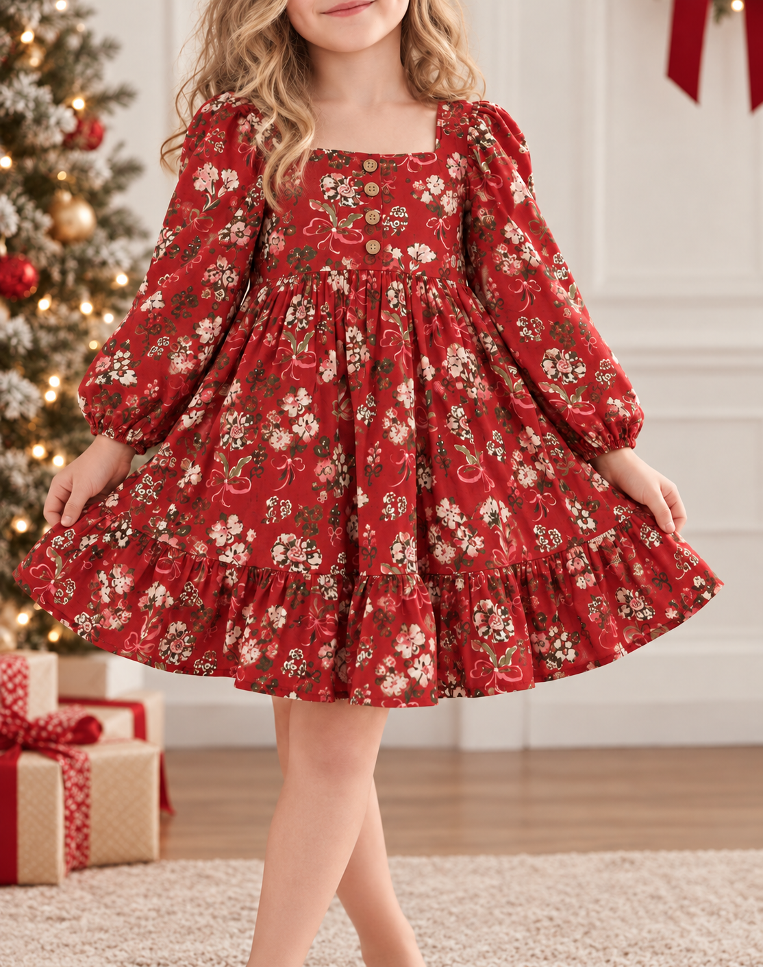 Puff Sleeve Gauze Dress - Merry Magnolia (Pre-Order ships end of October)