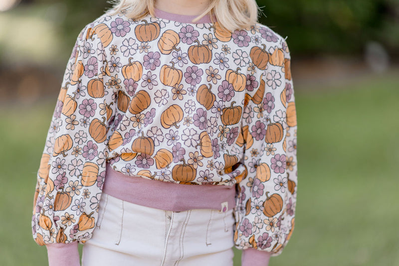 Opal Puff Sleeve Sweater - Autumn Whimsy Bloom