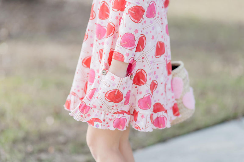 Elara Knit Ribbed Dress - Lollipop Love – Cheeky Plum