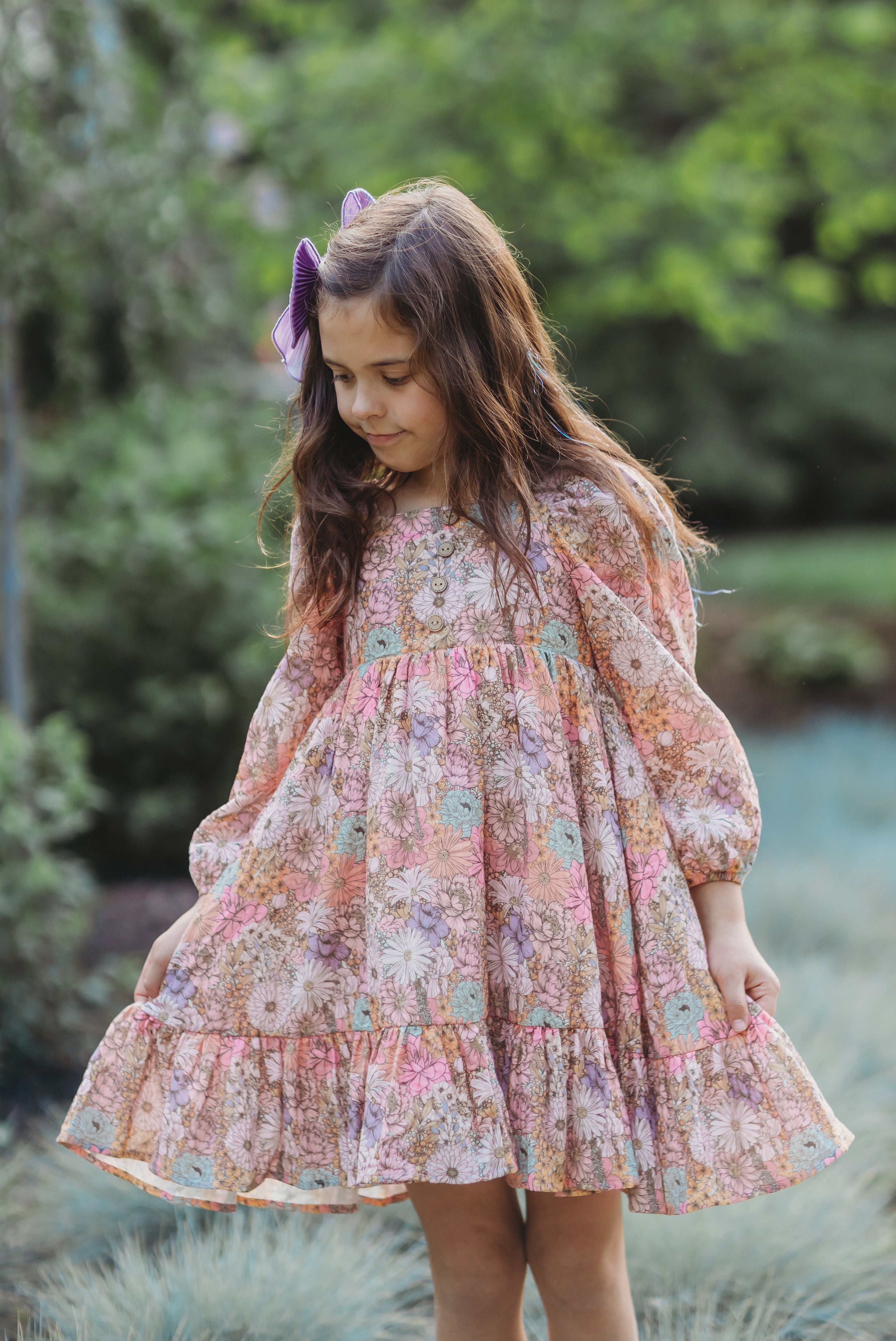 Puff Sleeve Gauze Dress - Dusky Dahlia