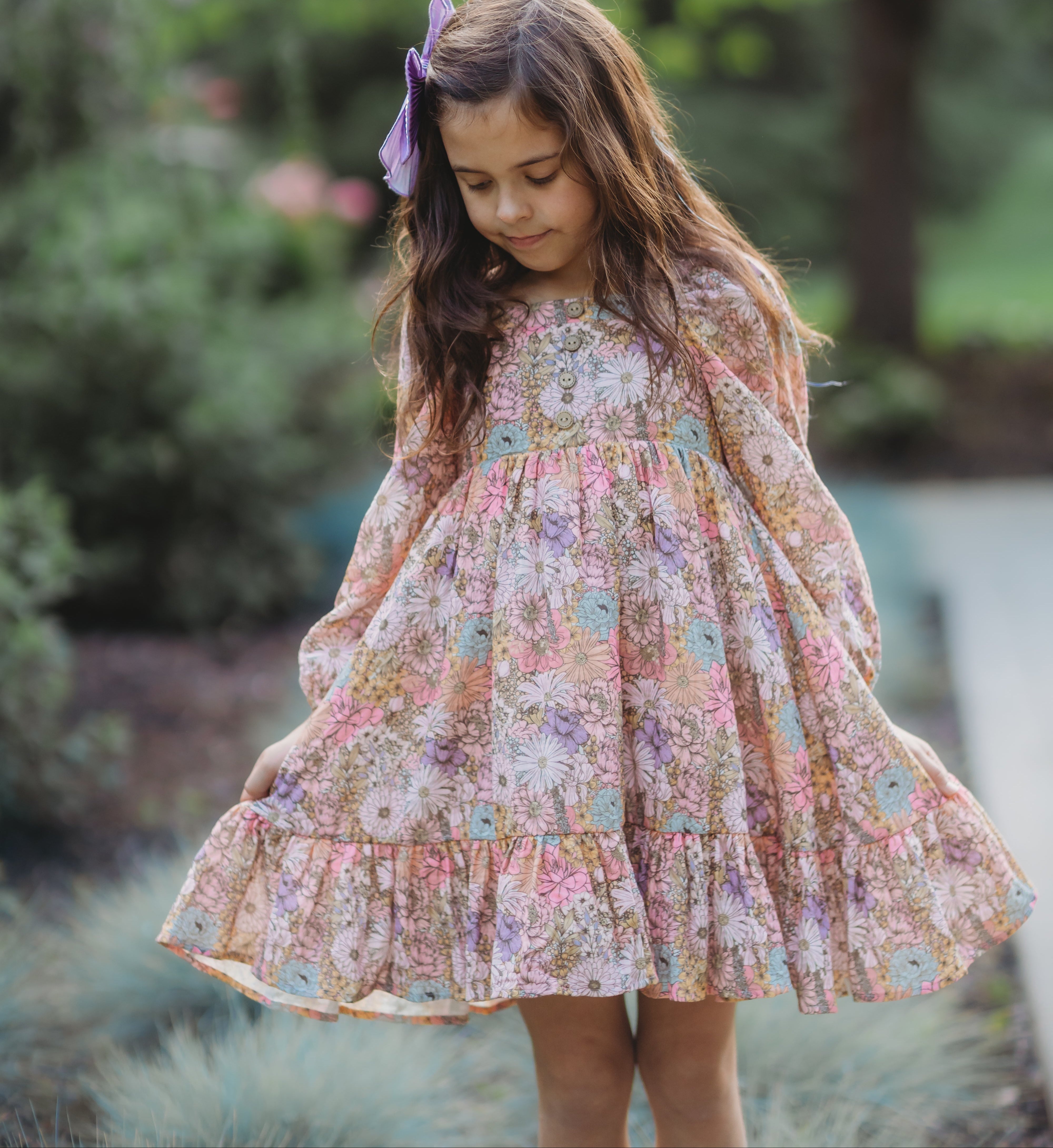 Puff Sleeve Gauze Dress - Dusky Dahlia