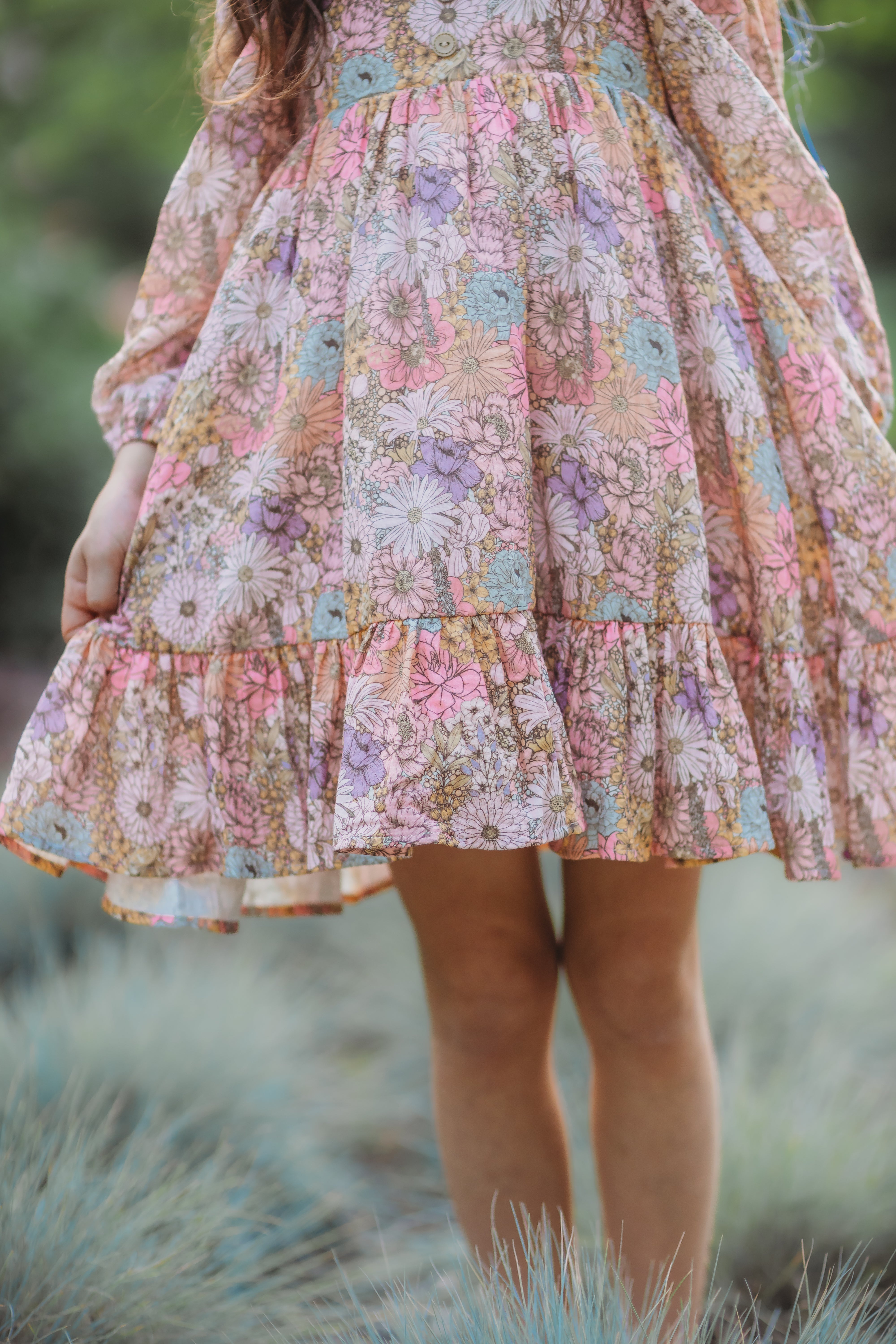 Puff Sleeve Gauze Dress - Dusky Dahlia