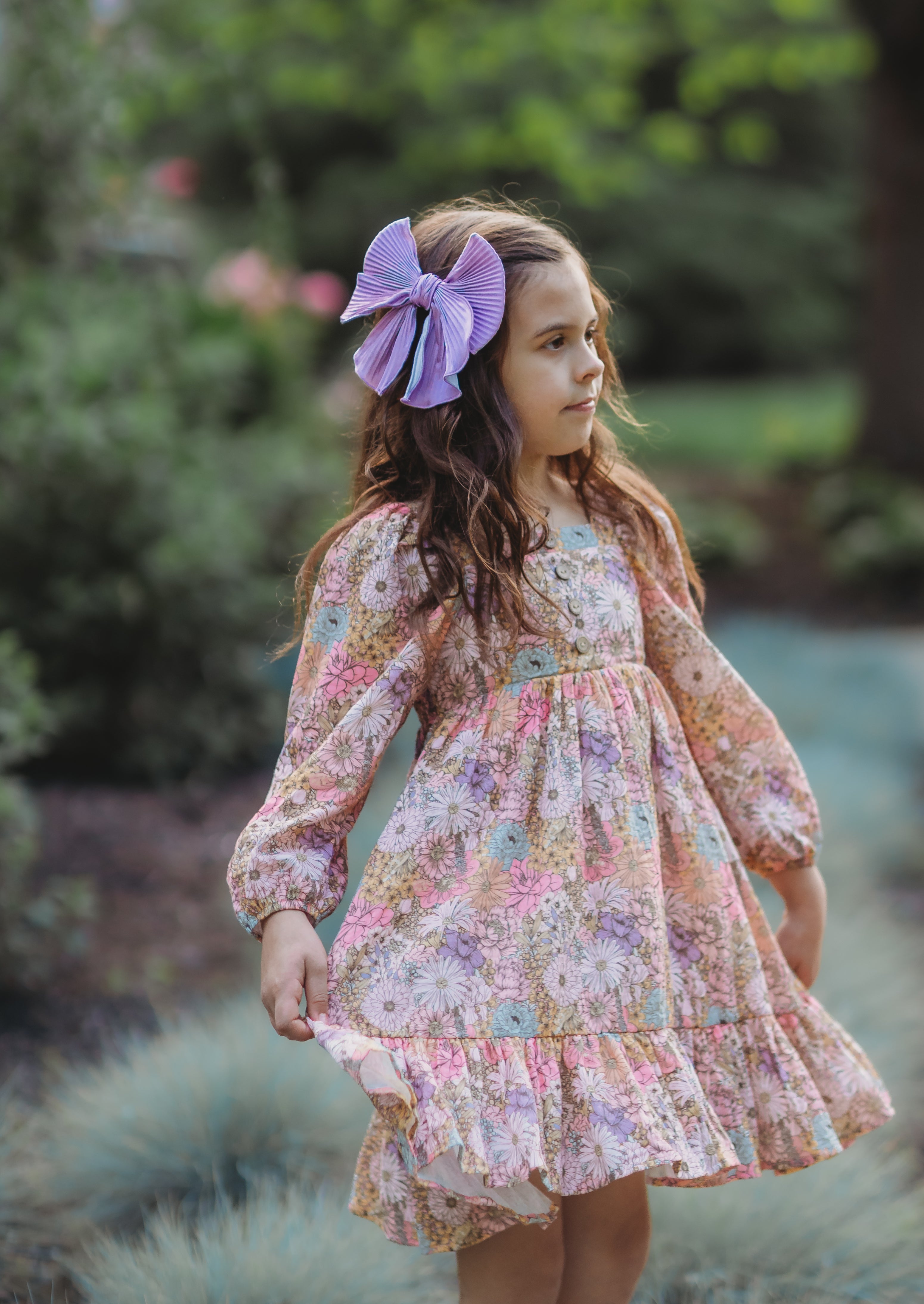 Puff Sleeve Gauze Dress - Dusky Dahlia