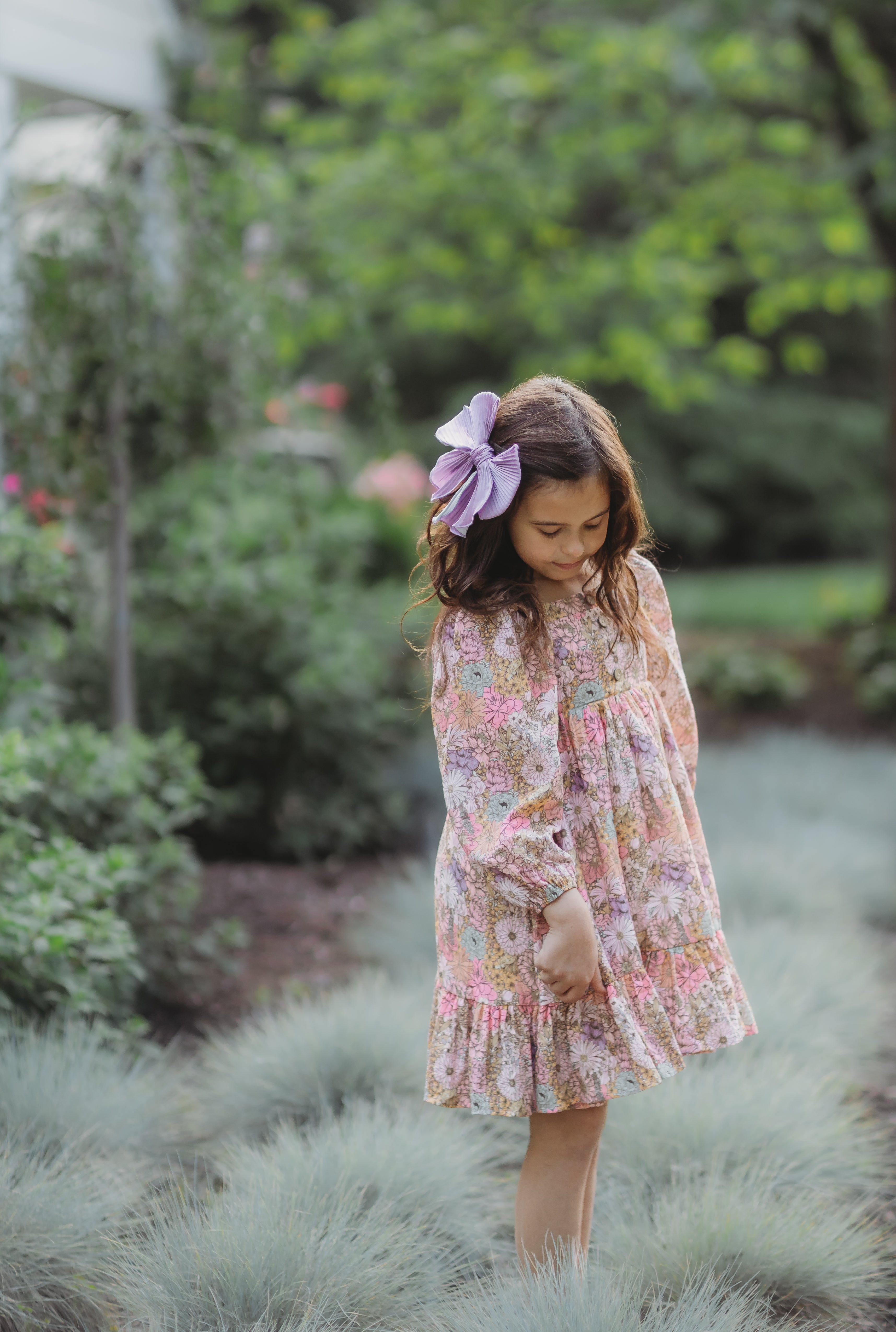 Puff Sleeve Gauze Dress - Dusky Dahlia