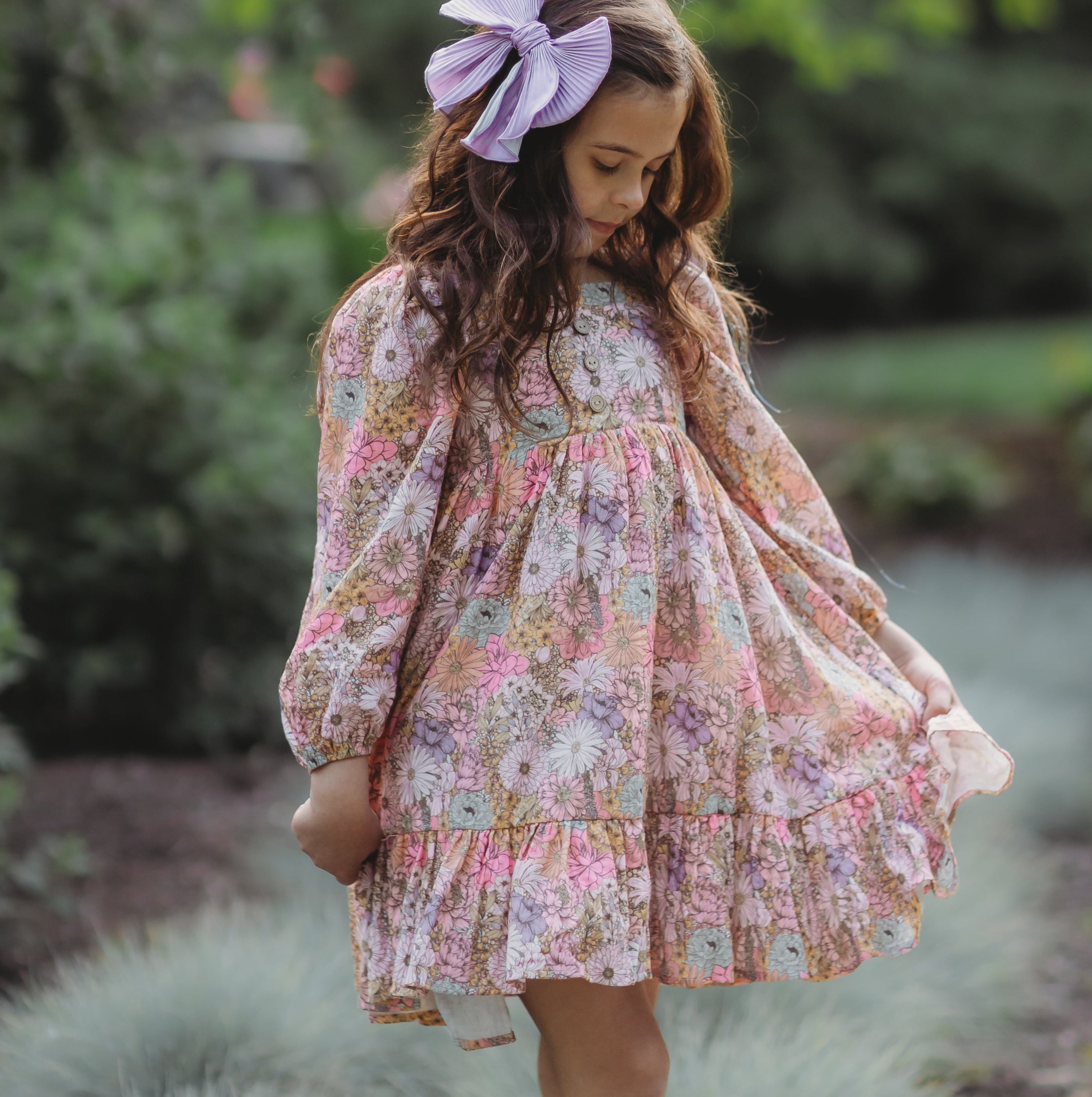 Puff Sleeve Gauze Dress - Dusky Dahlia