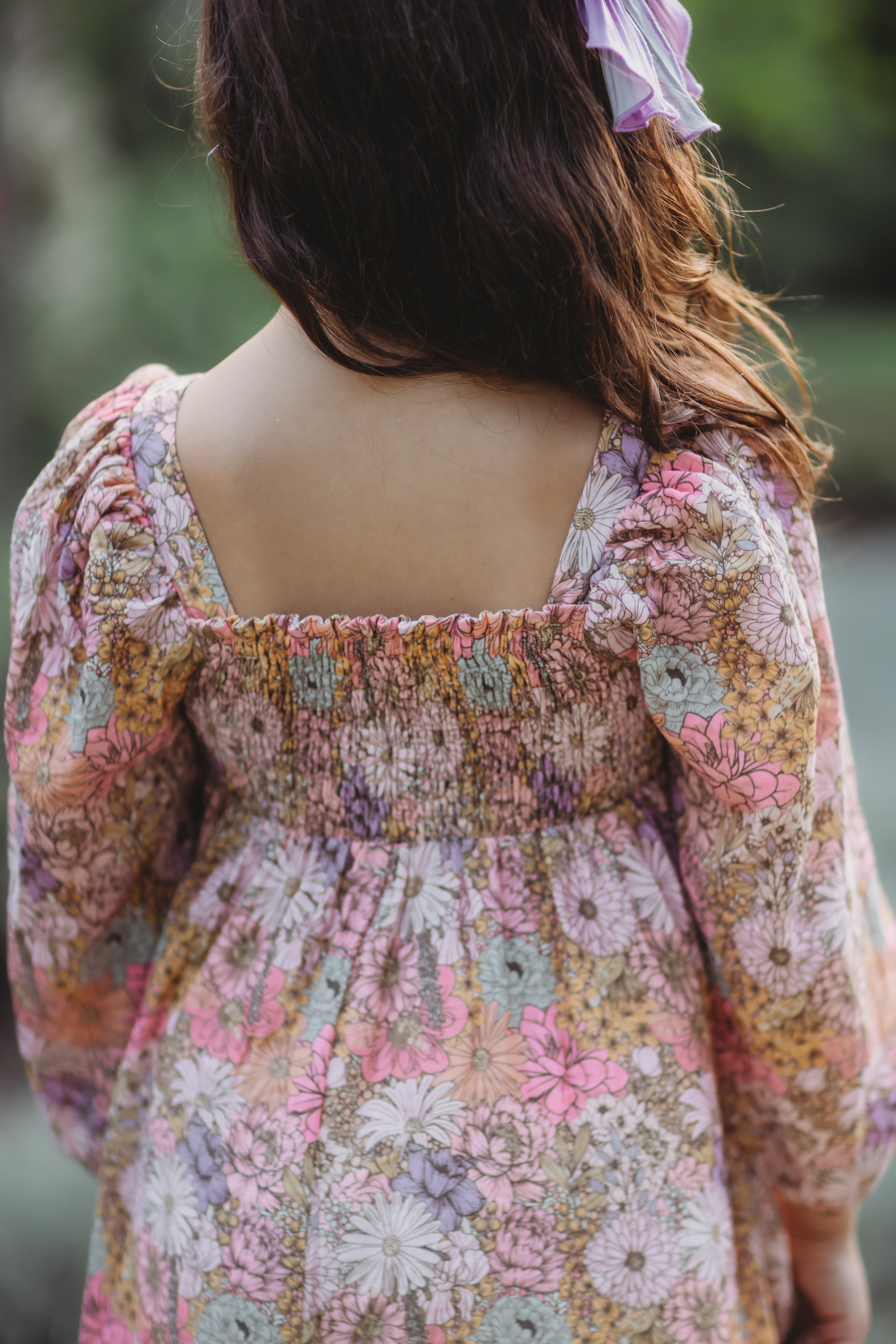 Puff Sleeve Gauze Dress - Dusky Dahlia
