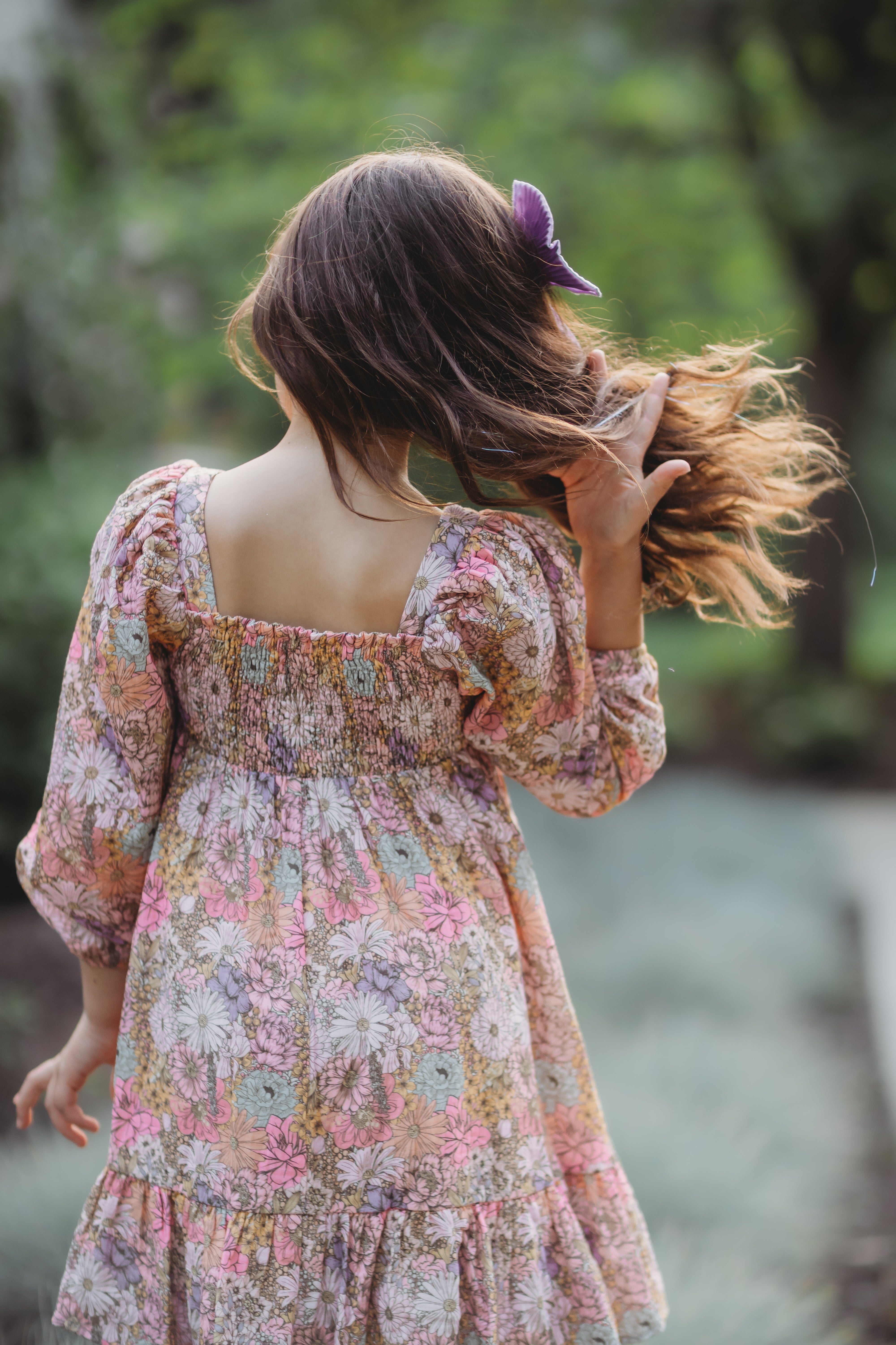 Puff Sleeve Gauze Dress - Dusky Dahlia