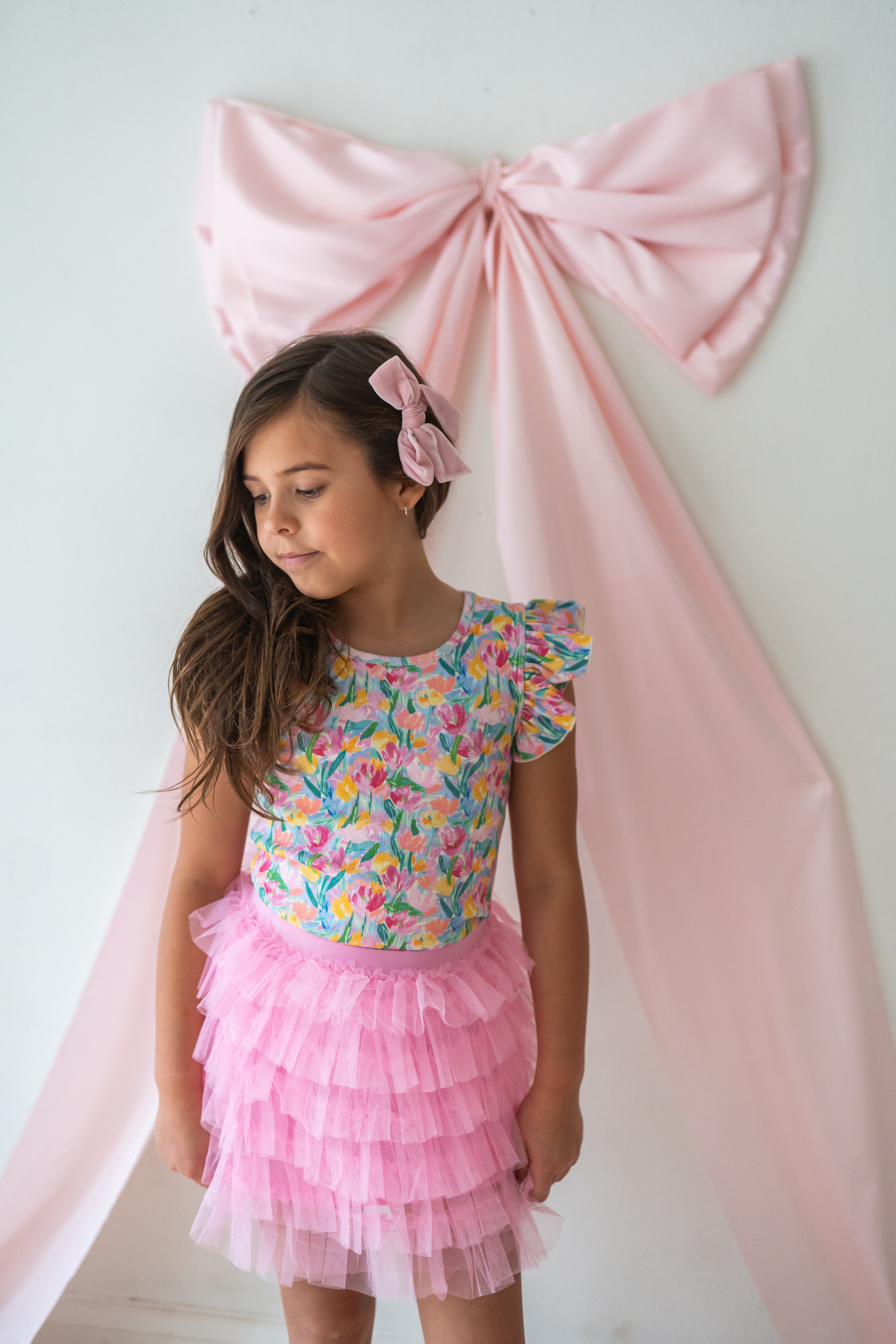 Ribbed Ruffle Top - Tulip Twirl