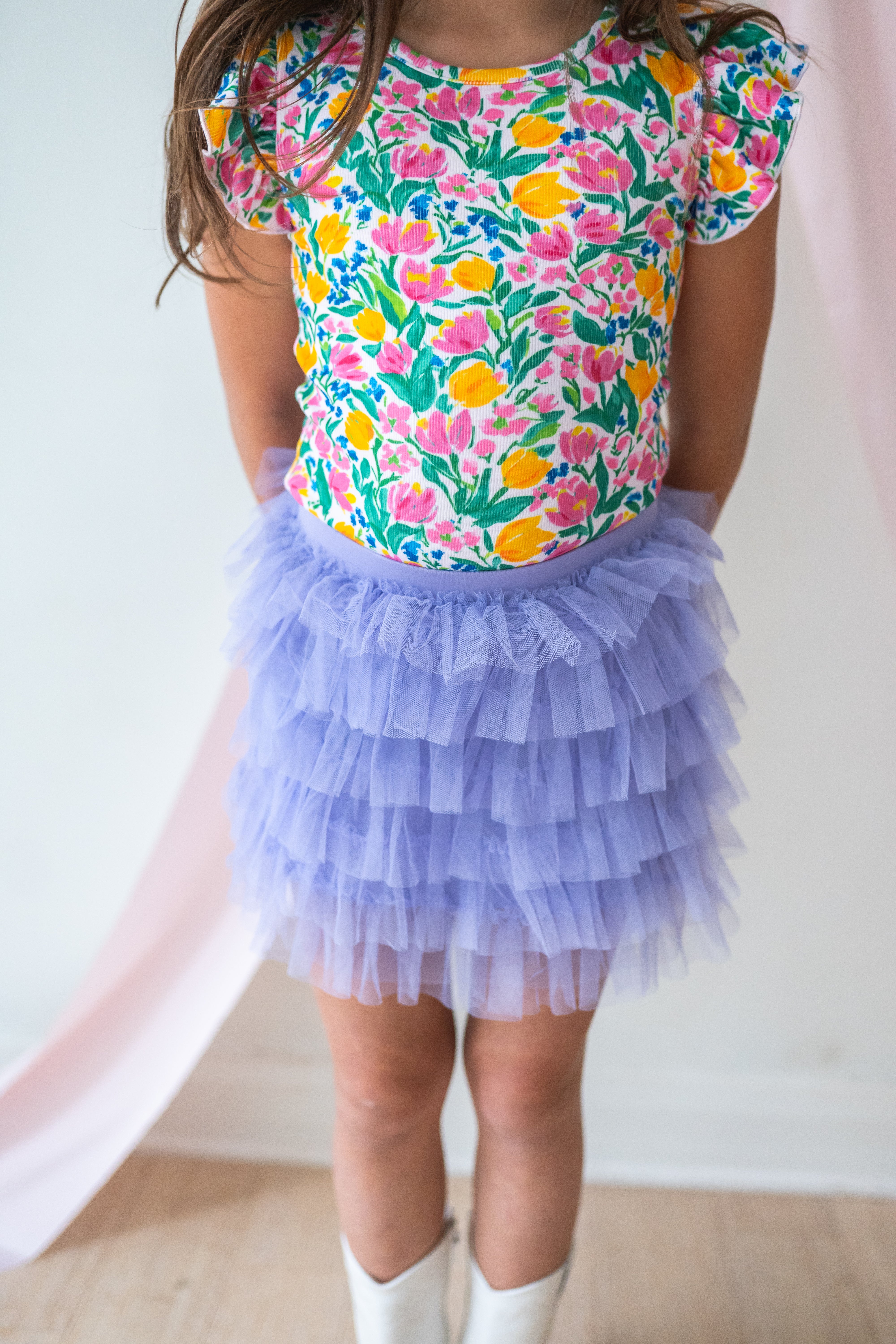 Ribbed Ruffle Top - Garden Party