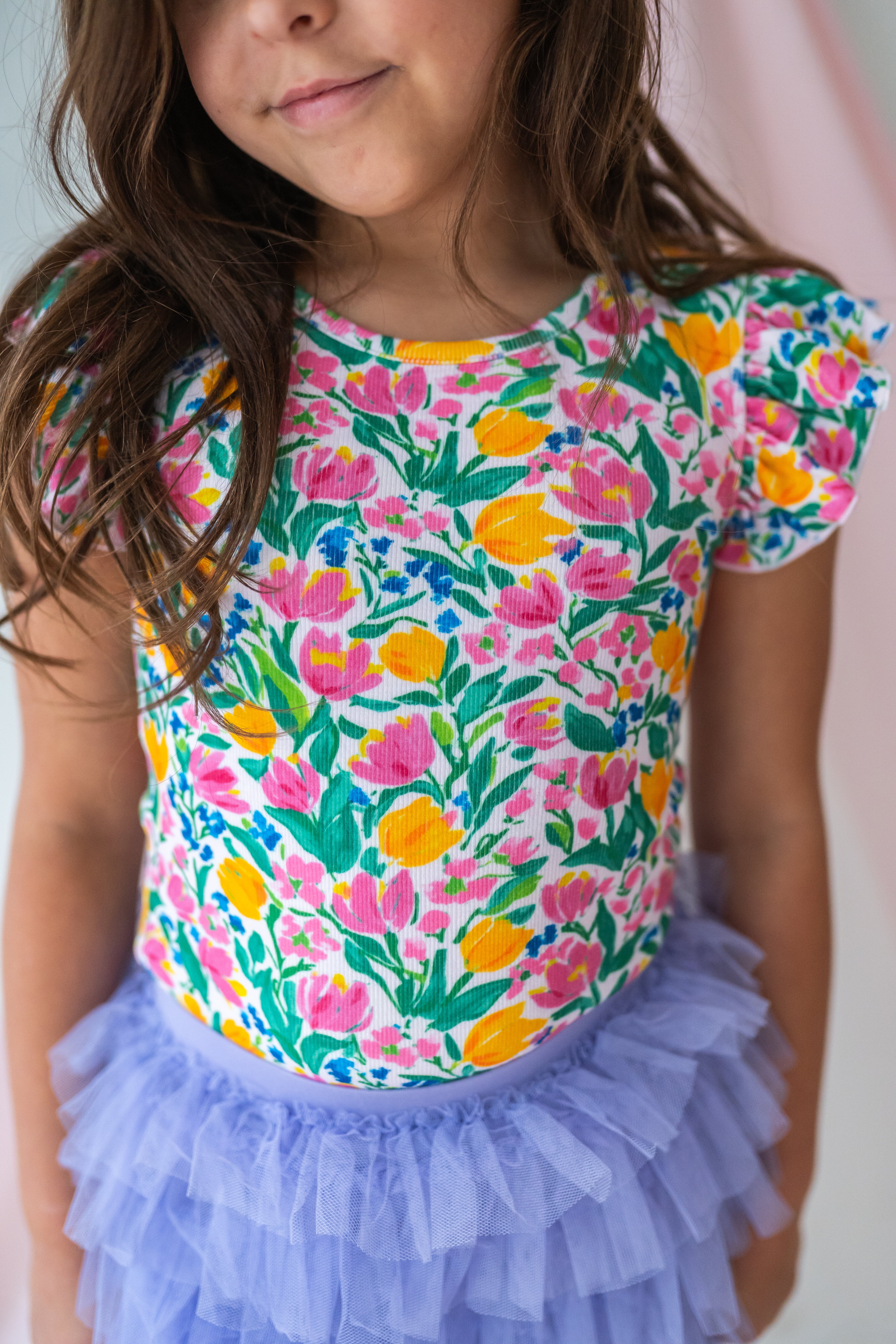 Ribbed Ruffle Top - Garden Party (Pre-Order)