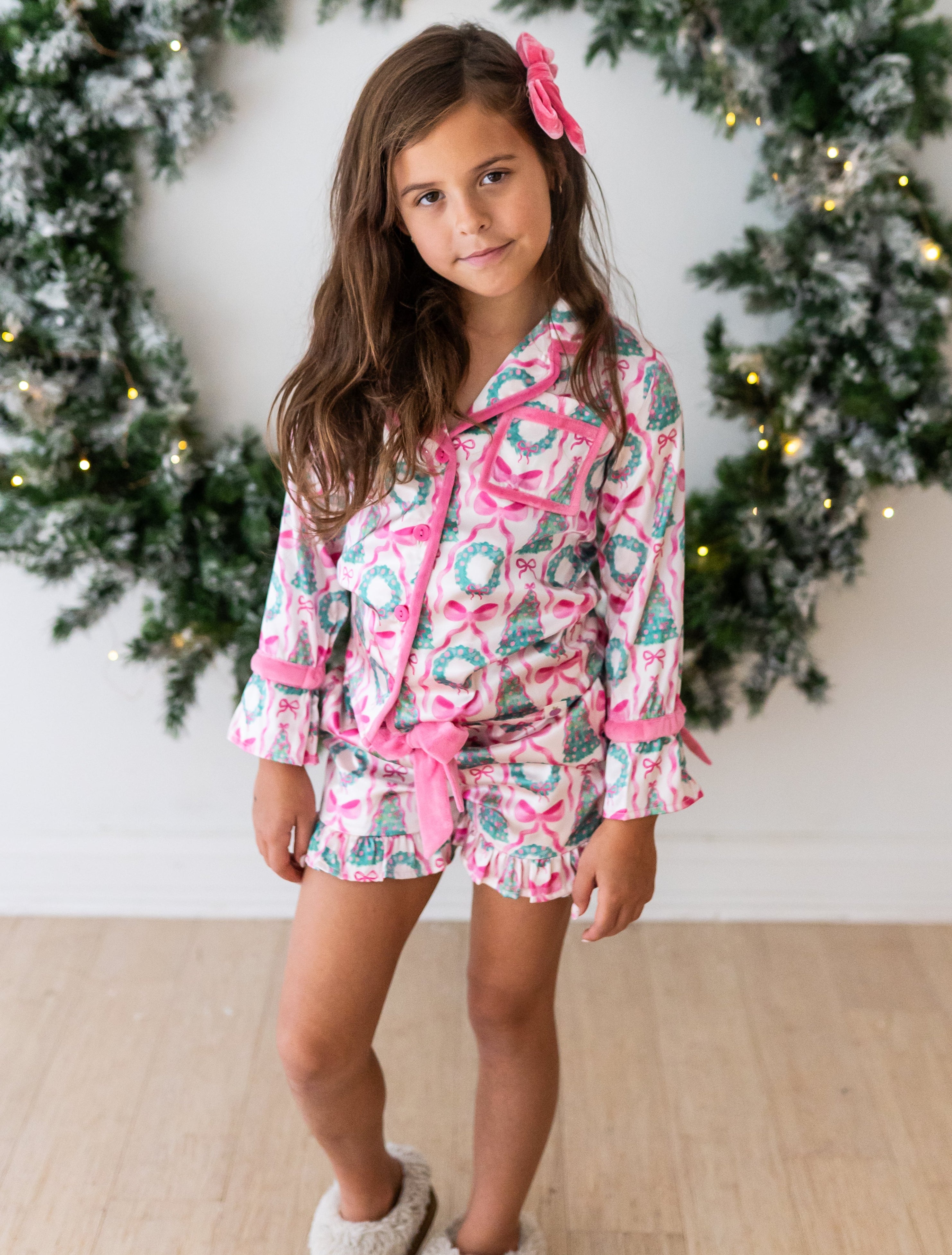 Satin Loungewear Set - Wreath & Wonder (Pre-Order)