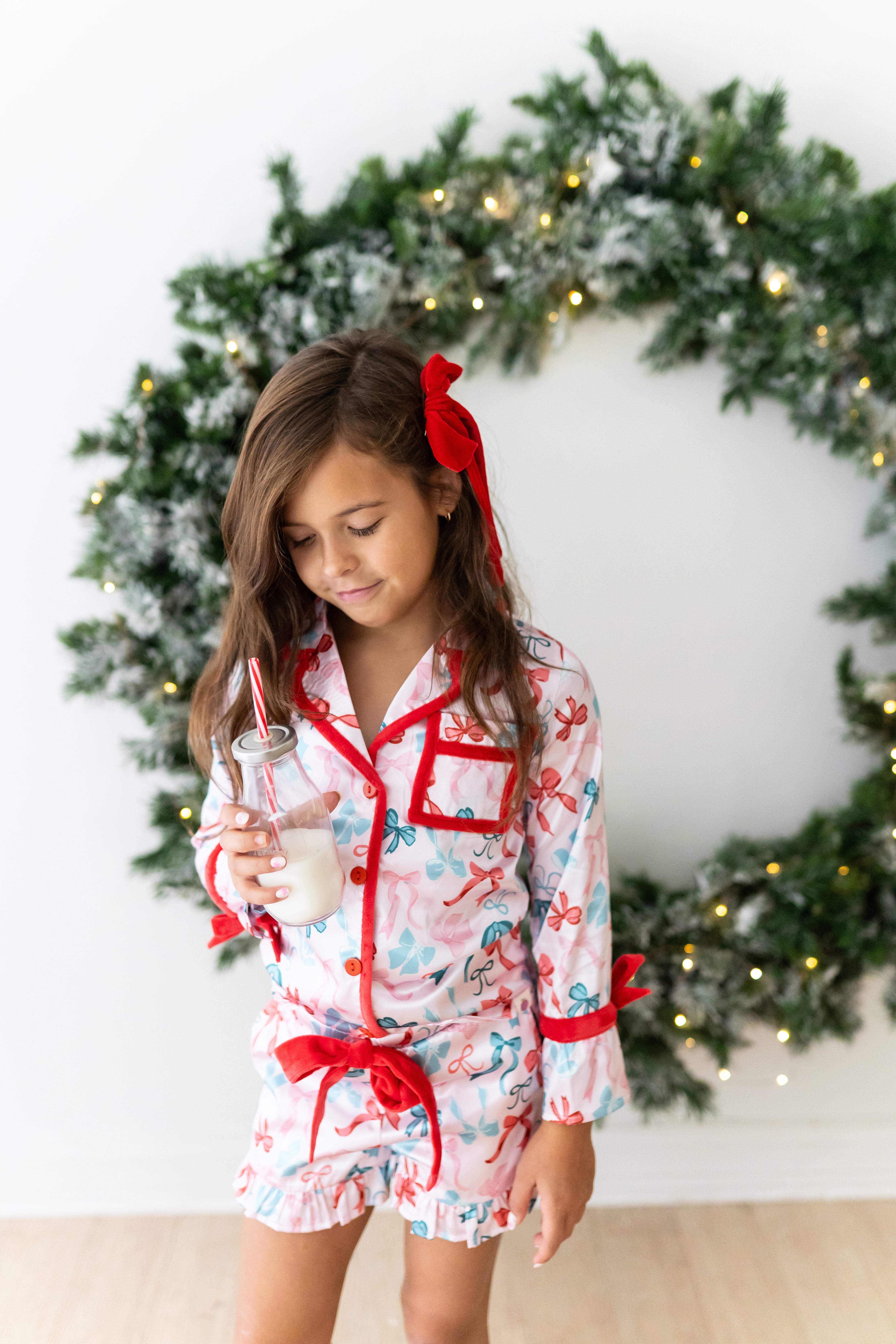 Satin Loungewear Set - Peppermint Ribbons (Pre-Order)