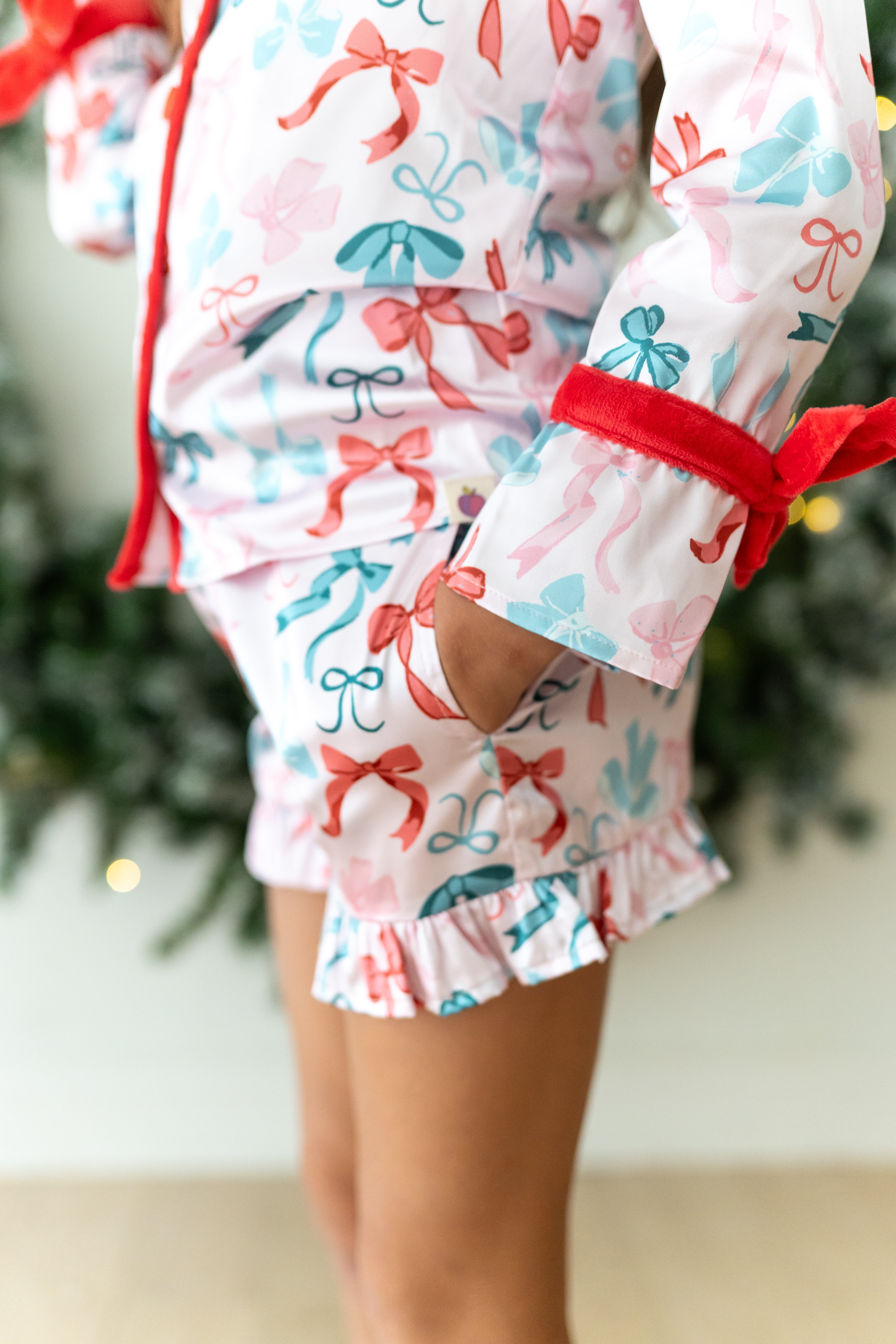 Satin Loungewear Set - Peppermint Ribbons (Pre-Order)