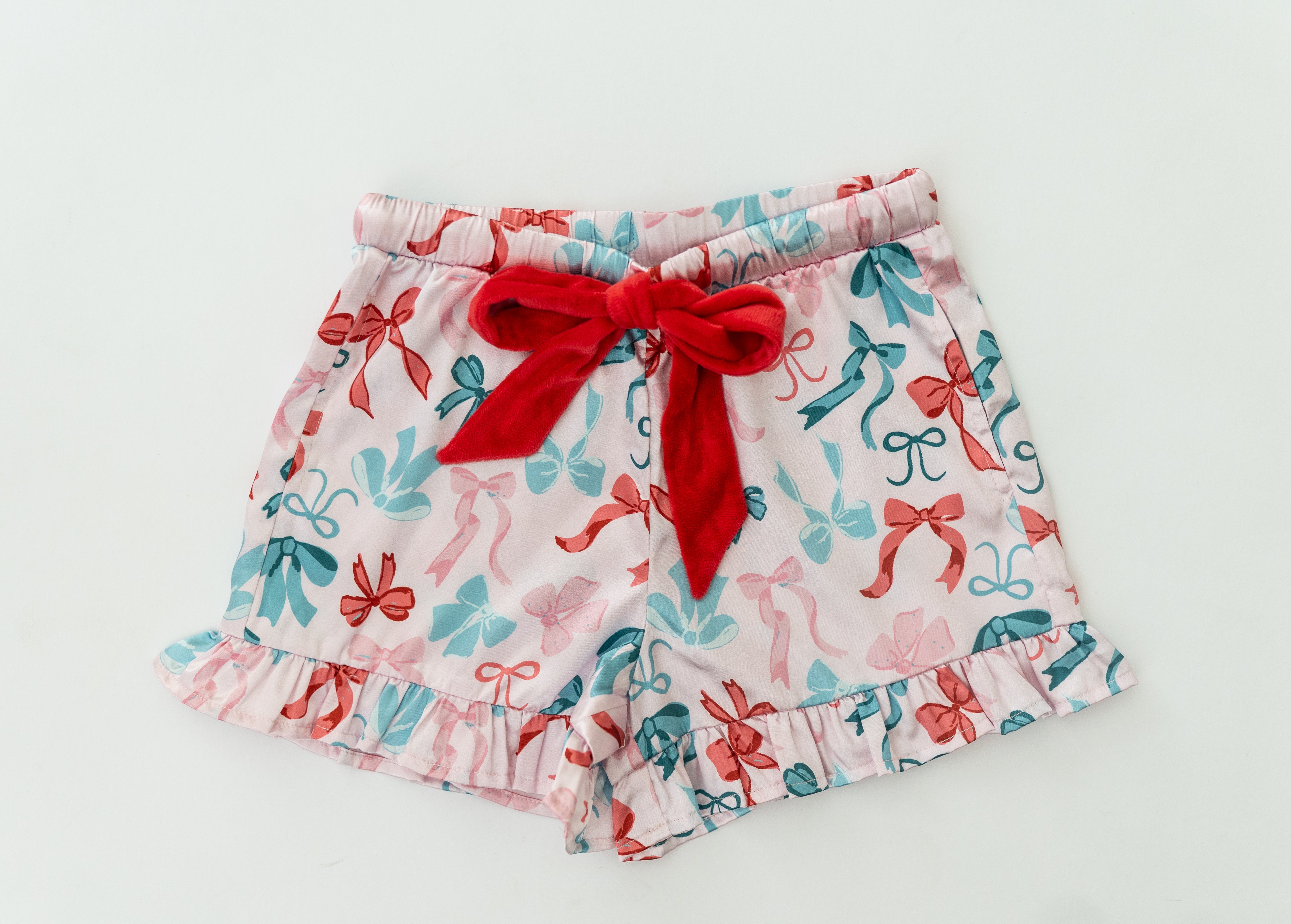 Women's Satin Loungewear Set - Peppermint Ribbons (Pre-Order)