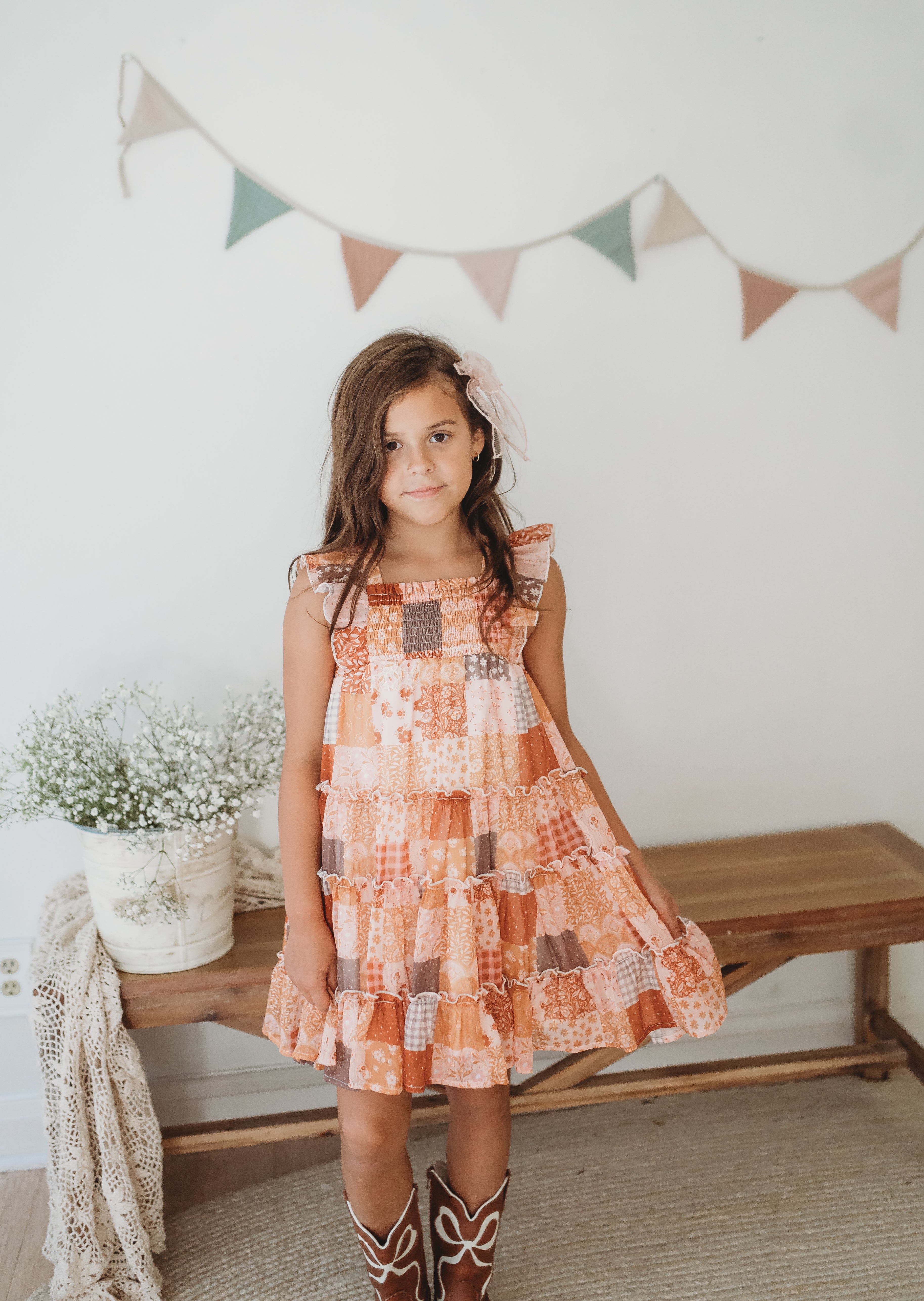 Brielle Shimmer Dress - Harvest Stitch Patchwork (Pre-Order)