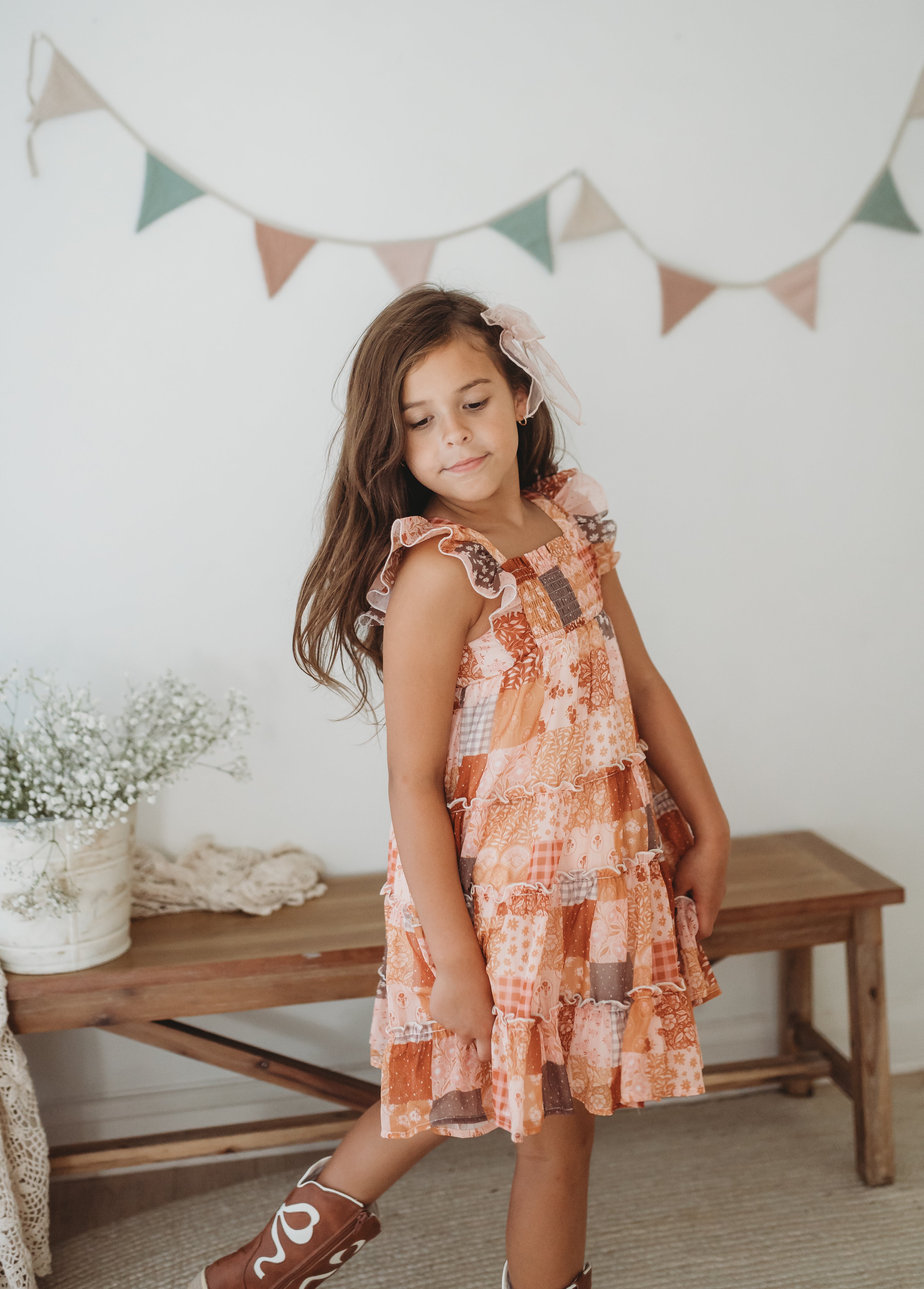 Brielle Shimmer Dress - Harvest Stitch Patchwork (Pre-Order)