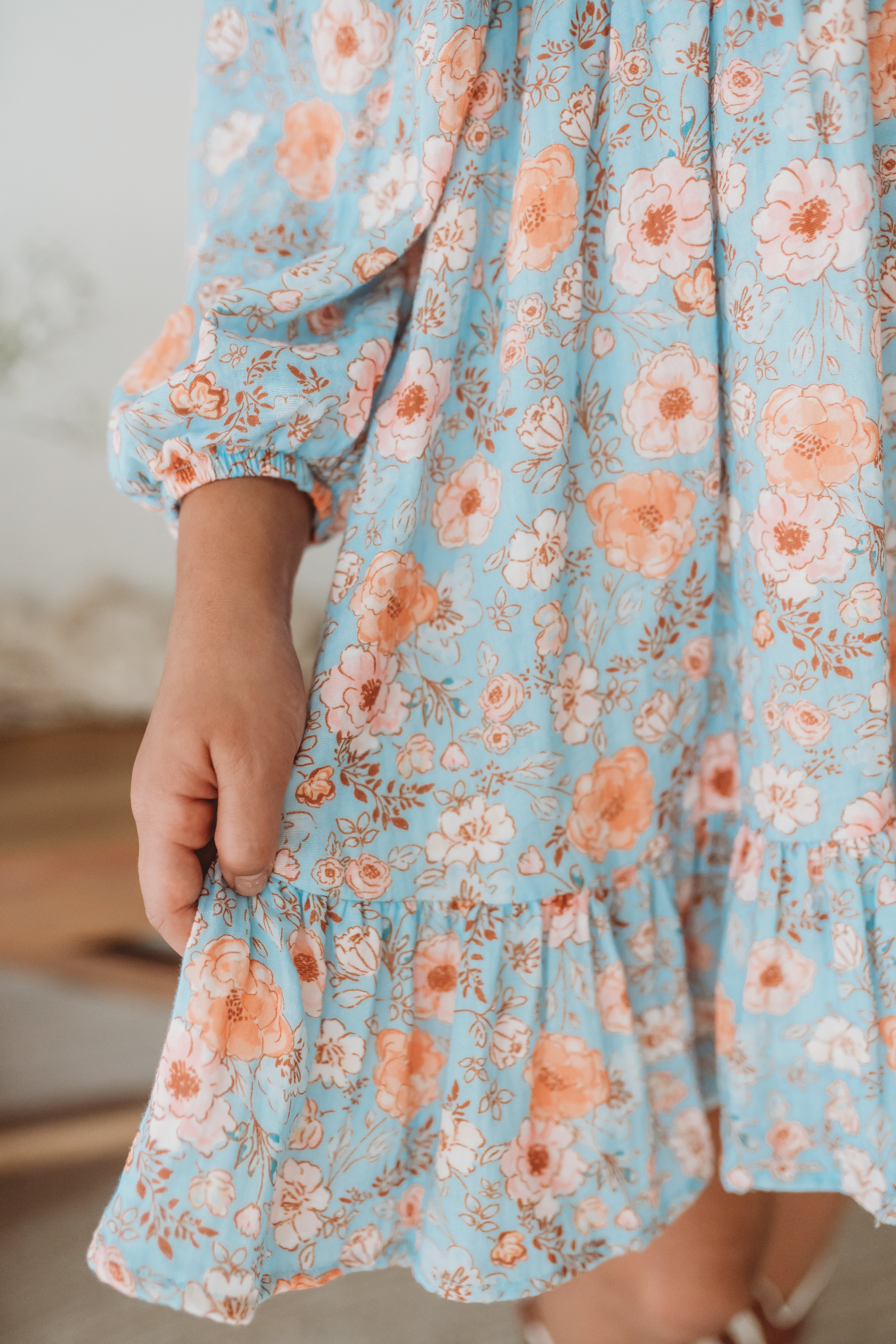 Puff Sleeve Gauze Dress - Tangerine Tides (Pre-Order)
