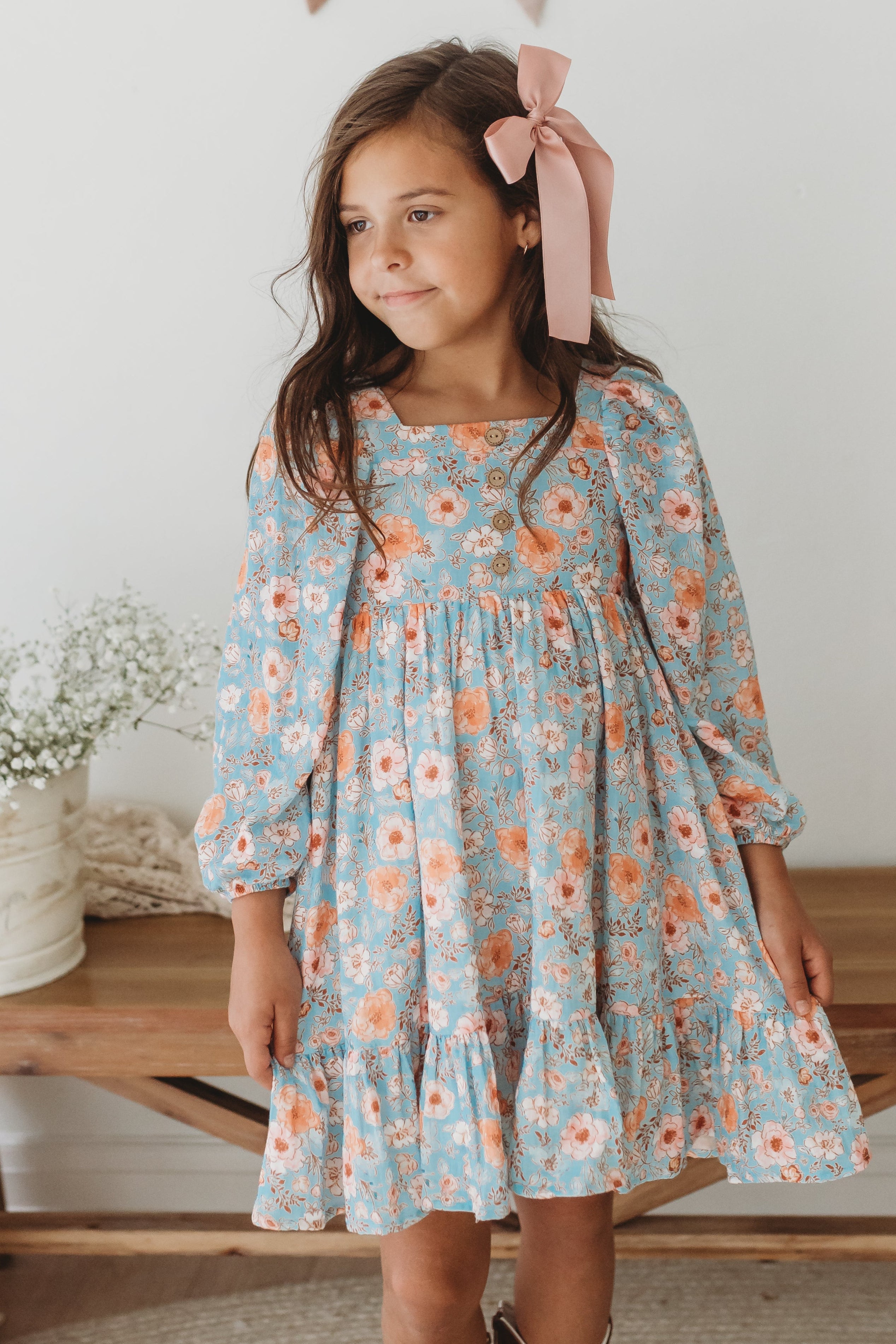 Puff Sleeve Gauze Dress - Tangerine Tides (Pre-Order)