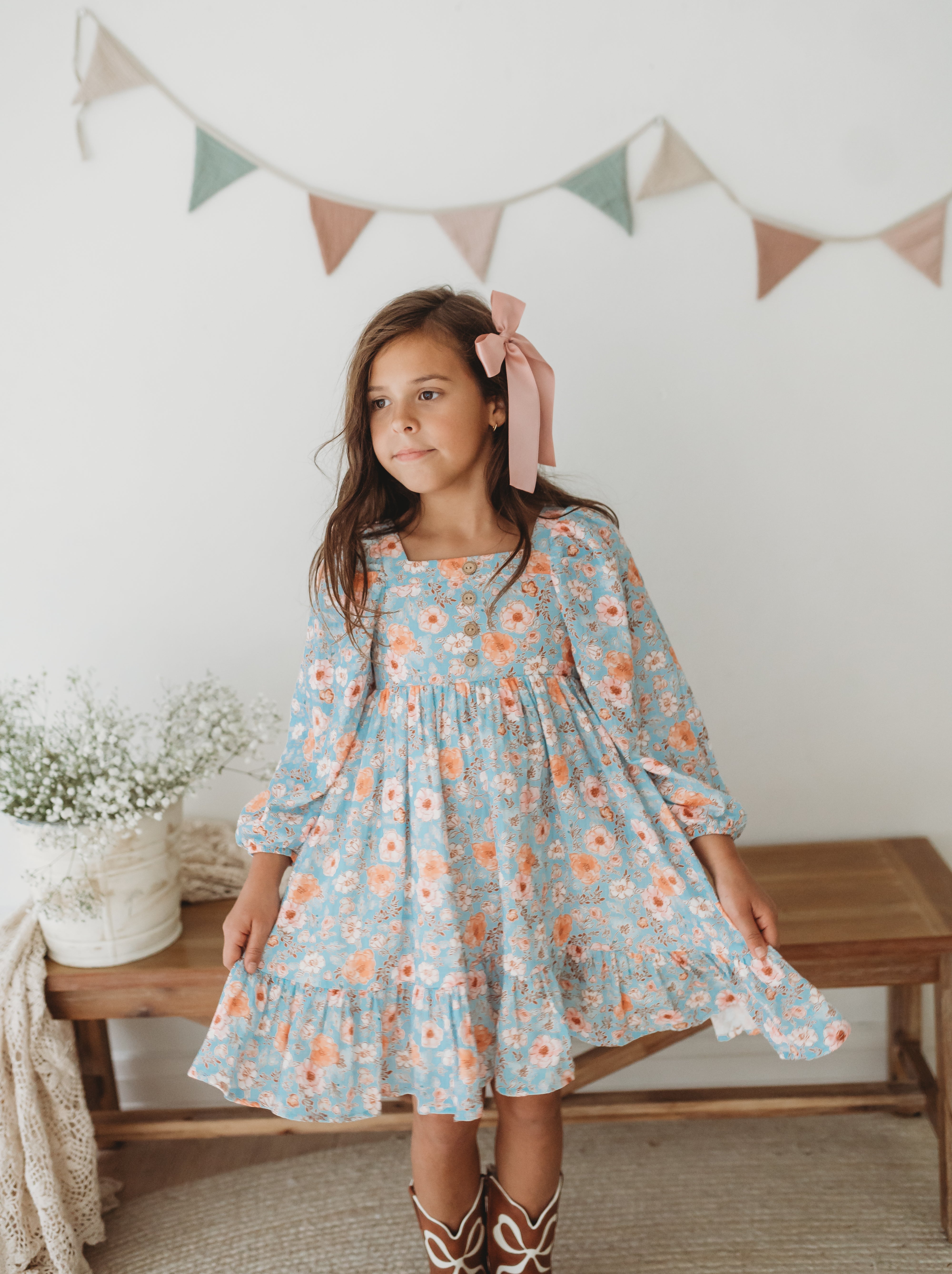 Puff Sleeve Gauze Dress - Tangerine Tides (Pre-Order)