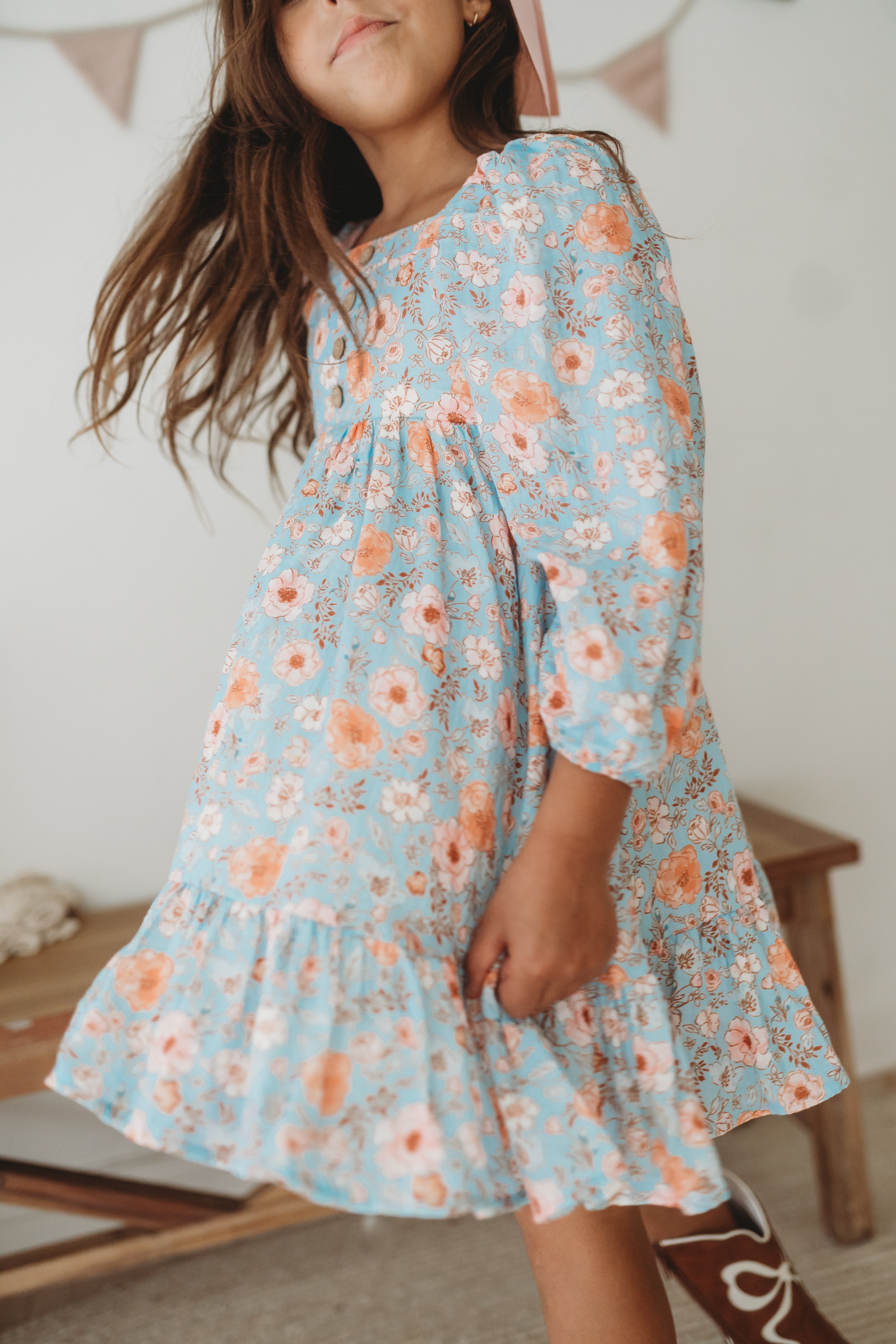 Puff Sleeve Gauze Dress - Tangerine Tides (Pre-Order)