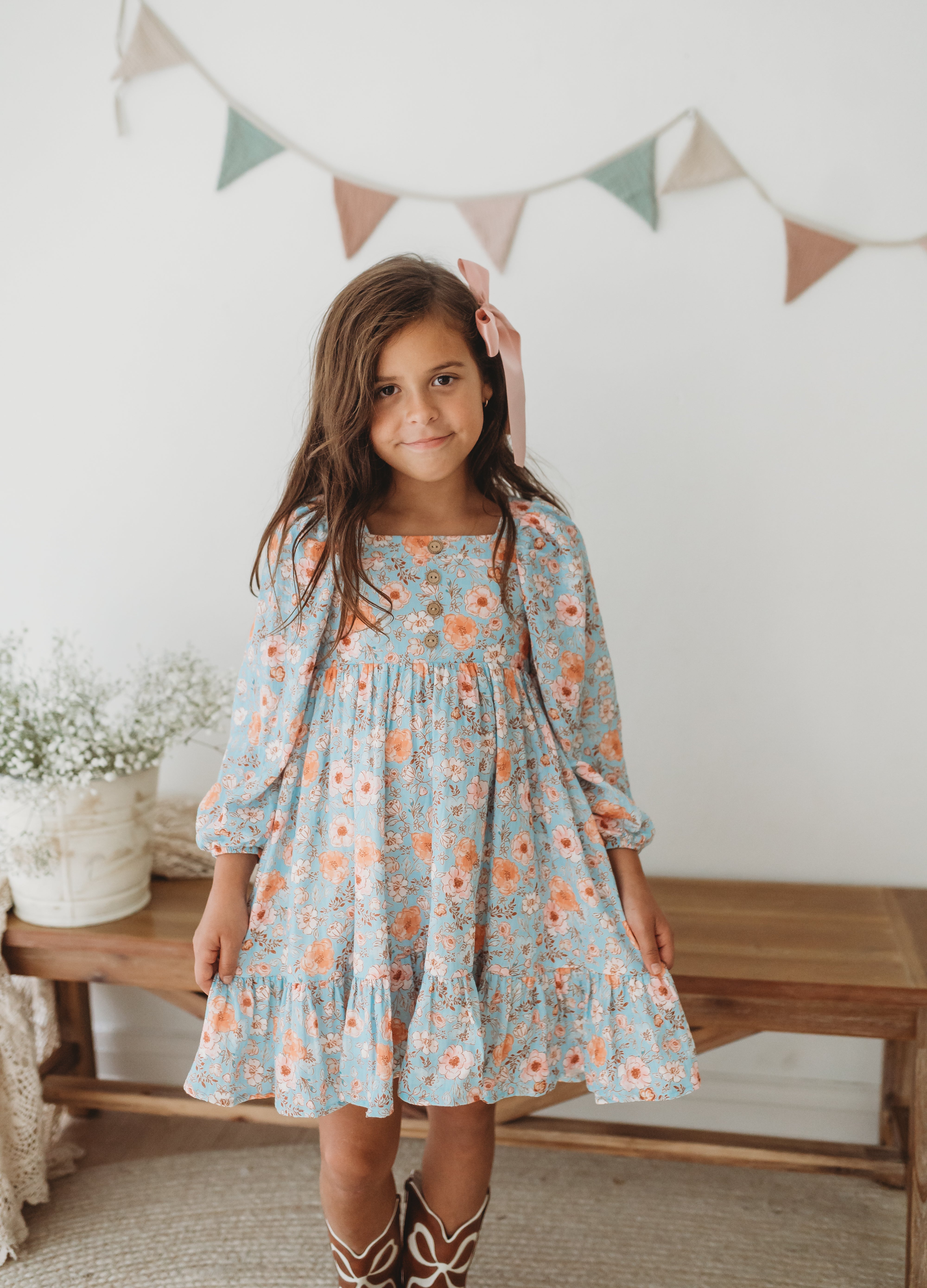 Puff Sleeve Gauze Dress - Tangerine Tides (Pre-Order)