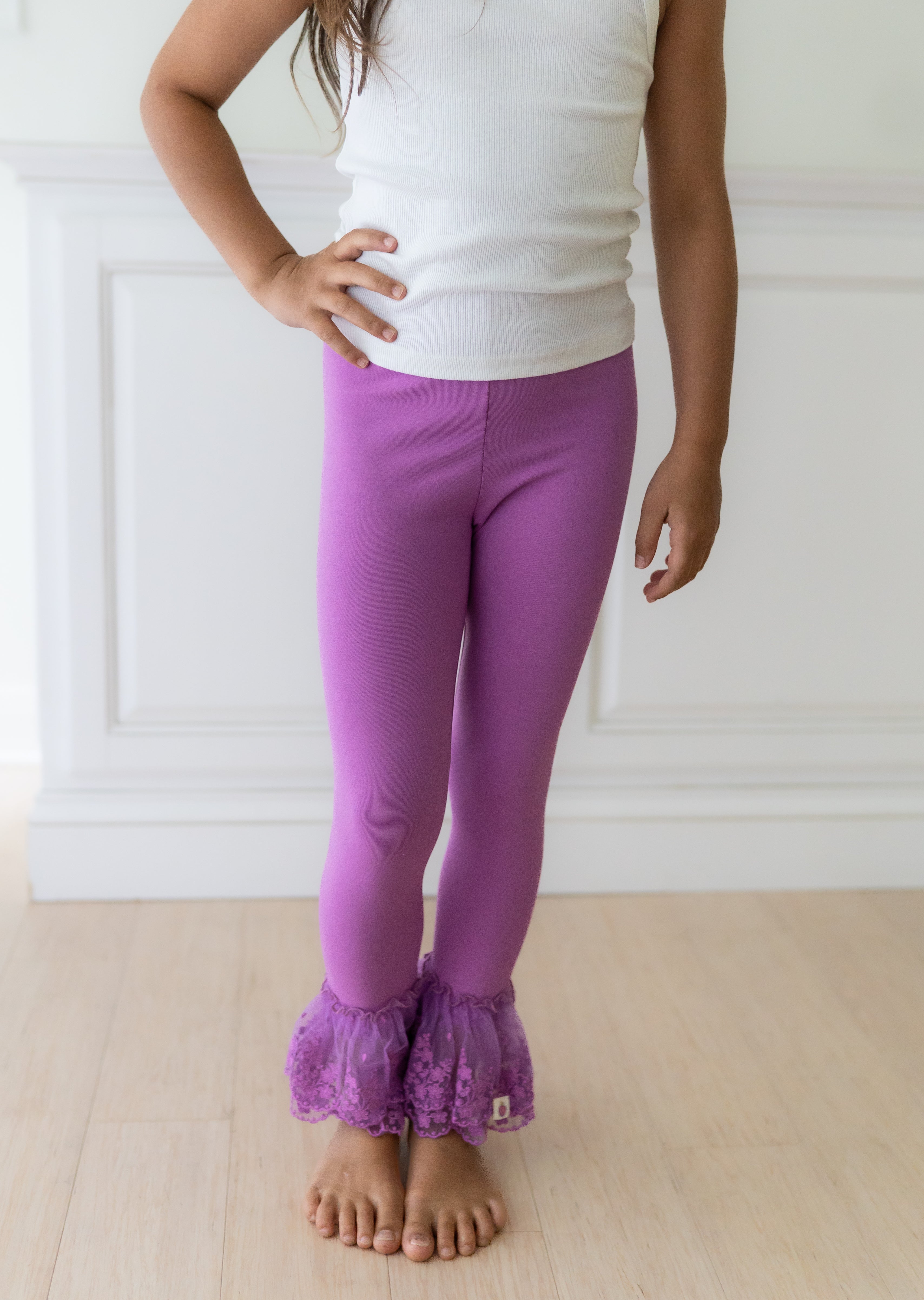 Lace Ruffle Leggings - Fuchsia