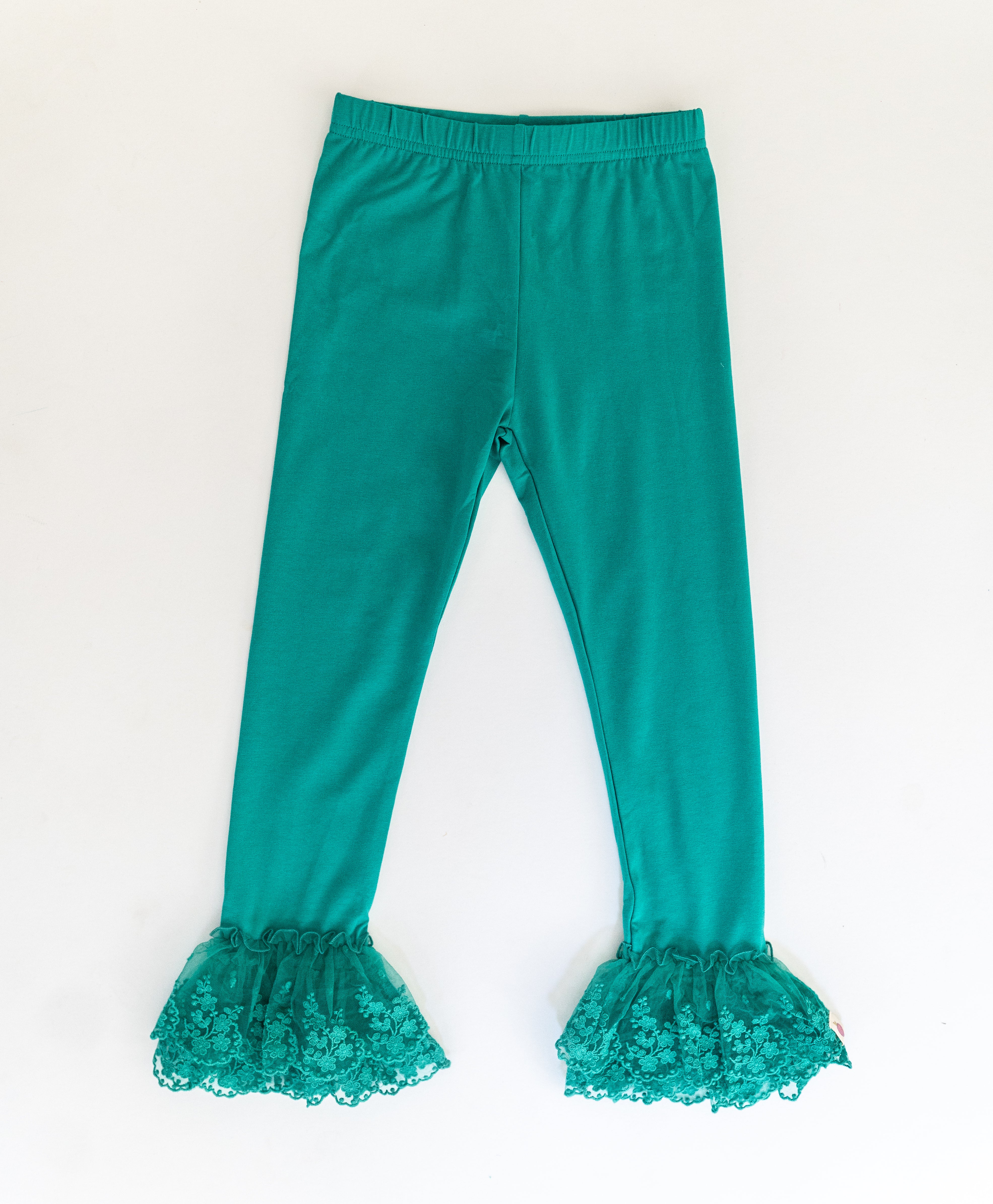 Lace Ruffle Leggings - Green