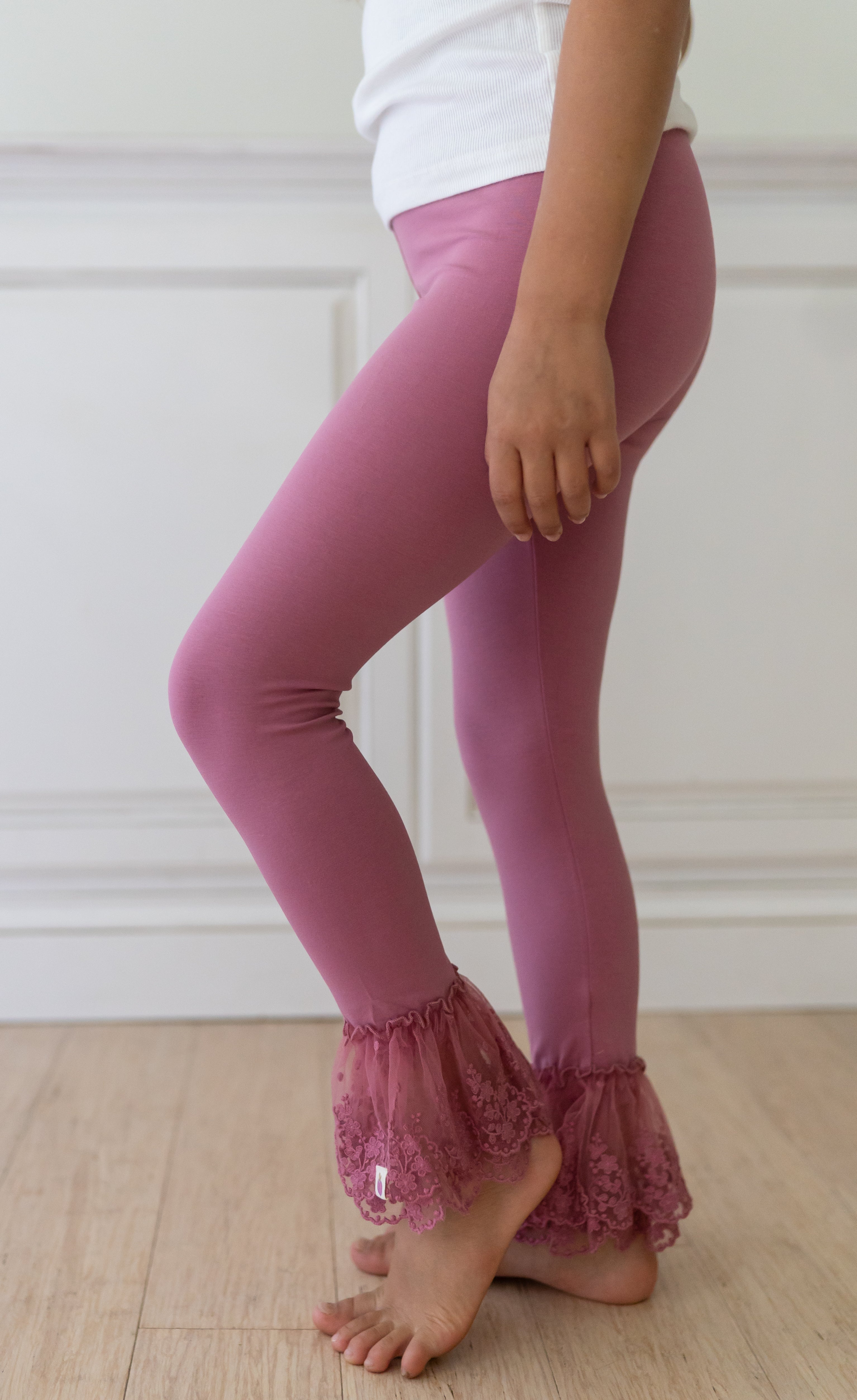 Lace Ruffle Leggings - Mauve