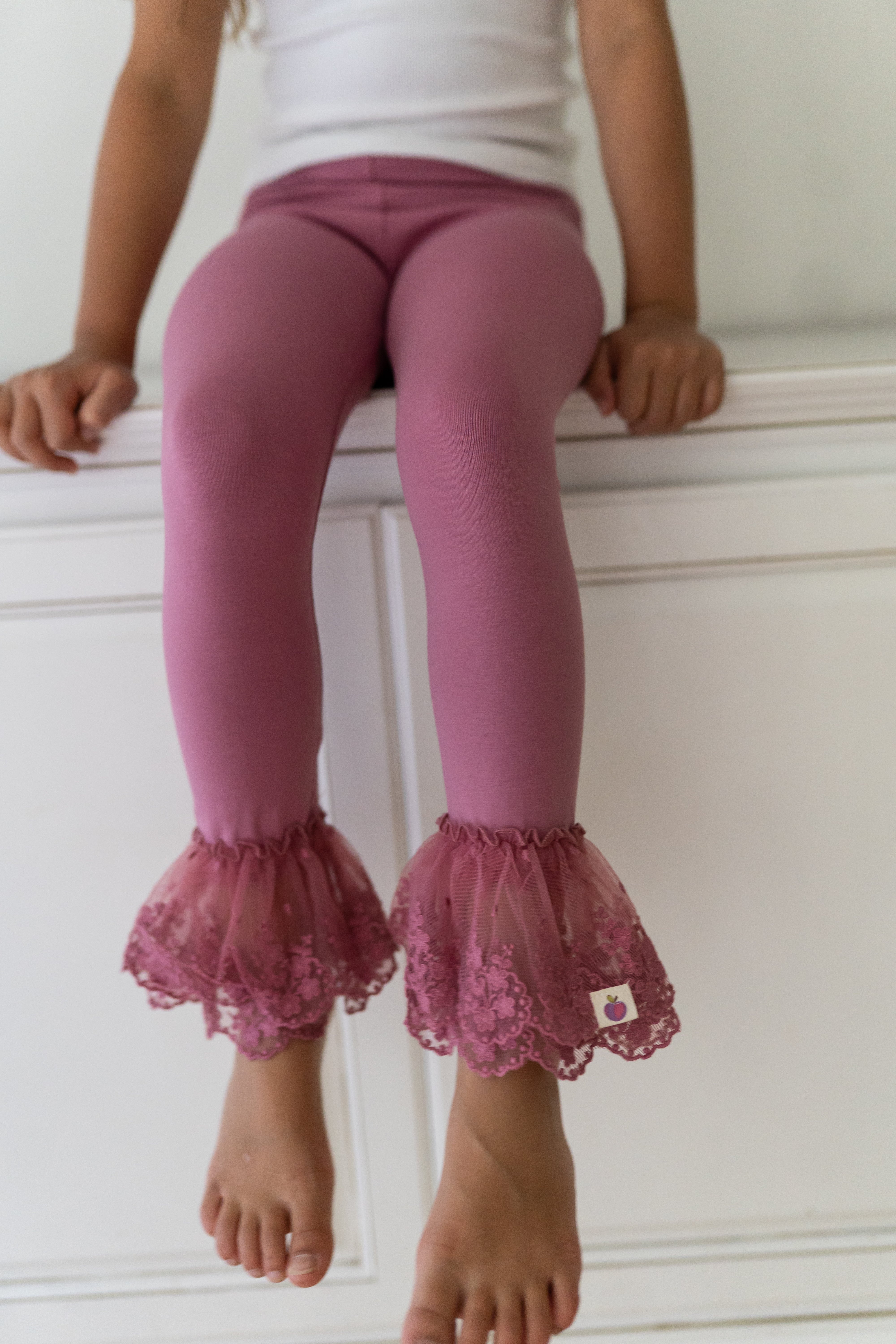 Lace Ruffle Leggings - Mauve