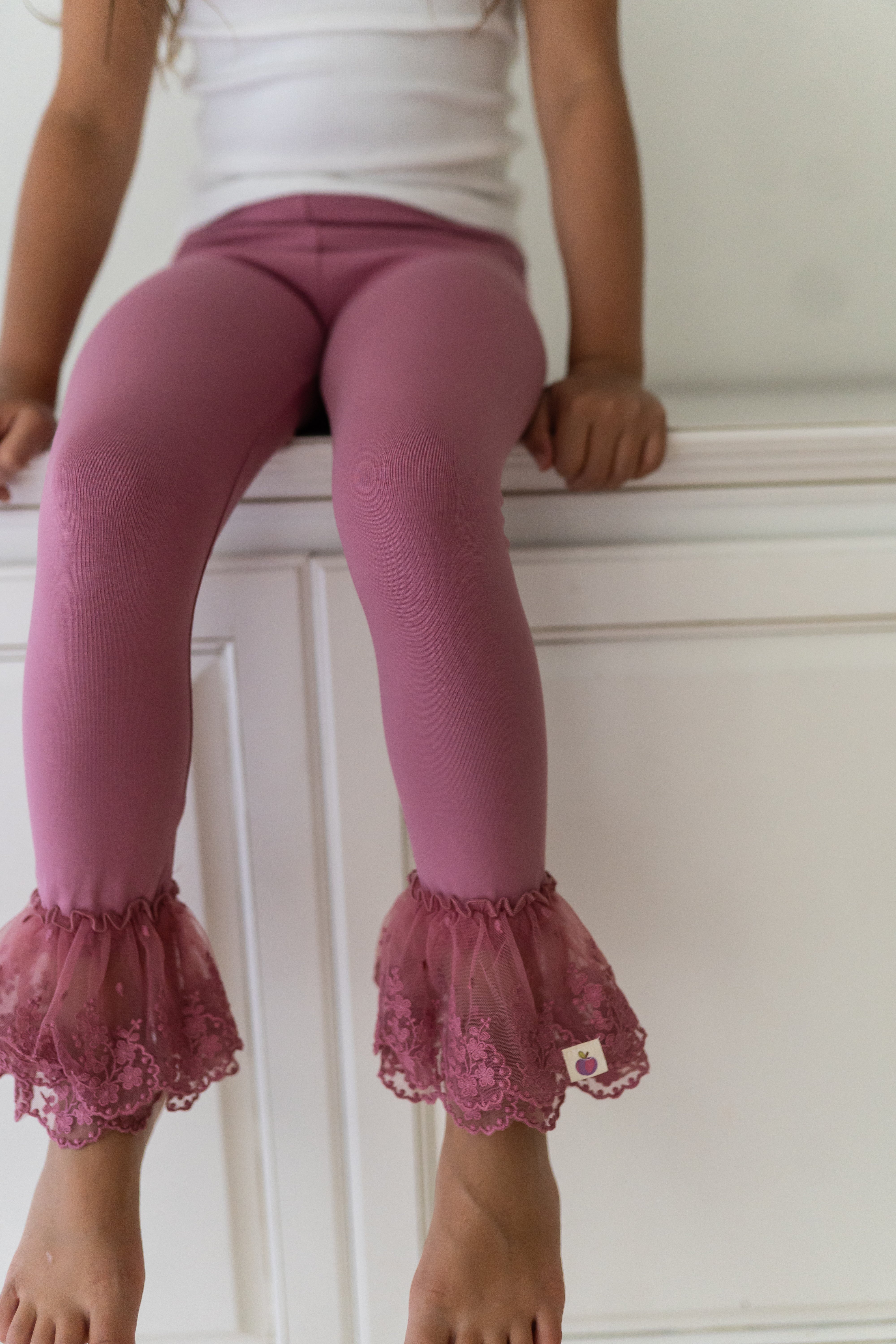 Lace Ruffle Leggings - Mauve
